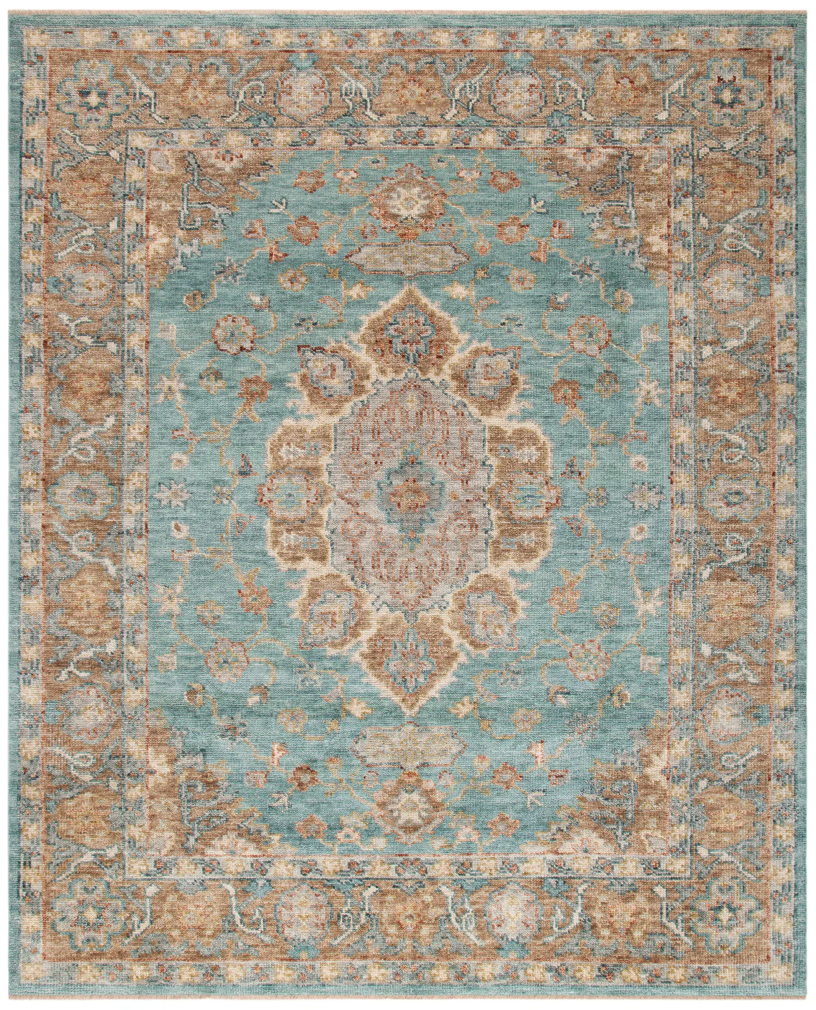 Samarkand Palmette Medallion Hand-Knotted Wool Rug