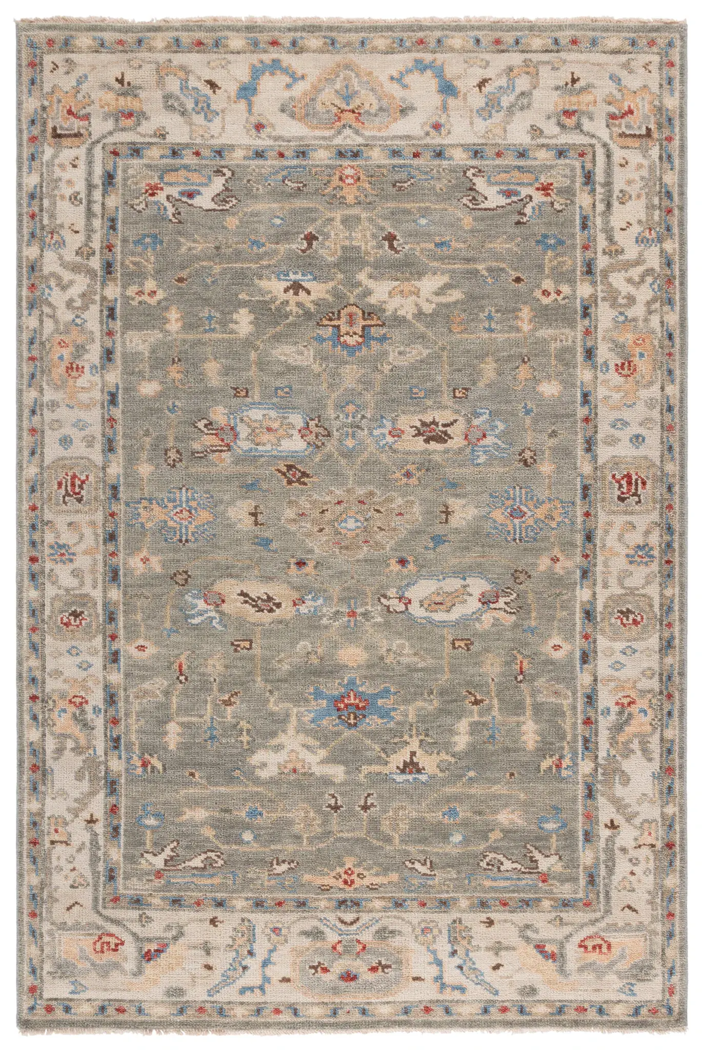 Samarkand Open Field Floral Hand-Knotted Wool Rug