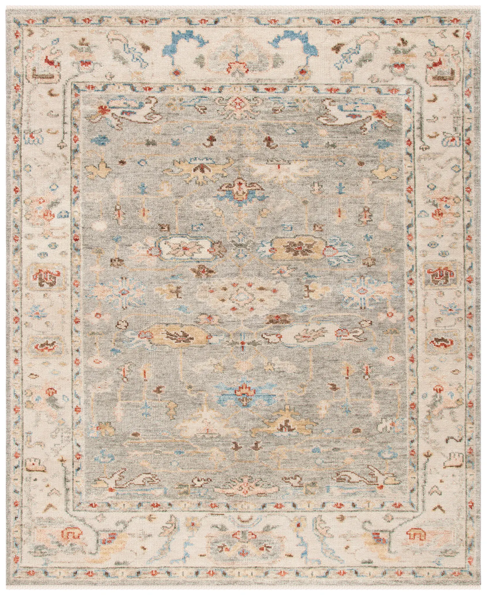 Samarkand Open Field Floral Hand-Knotted Wool Rug
