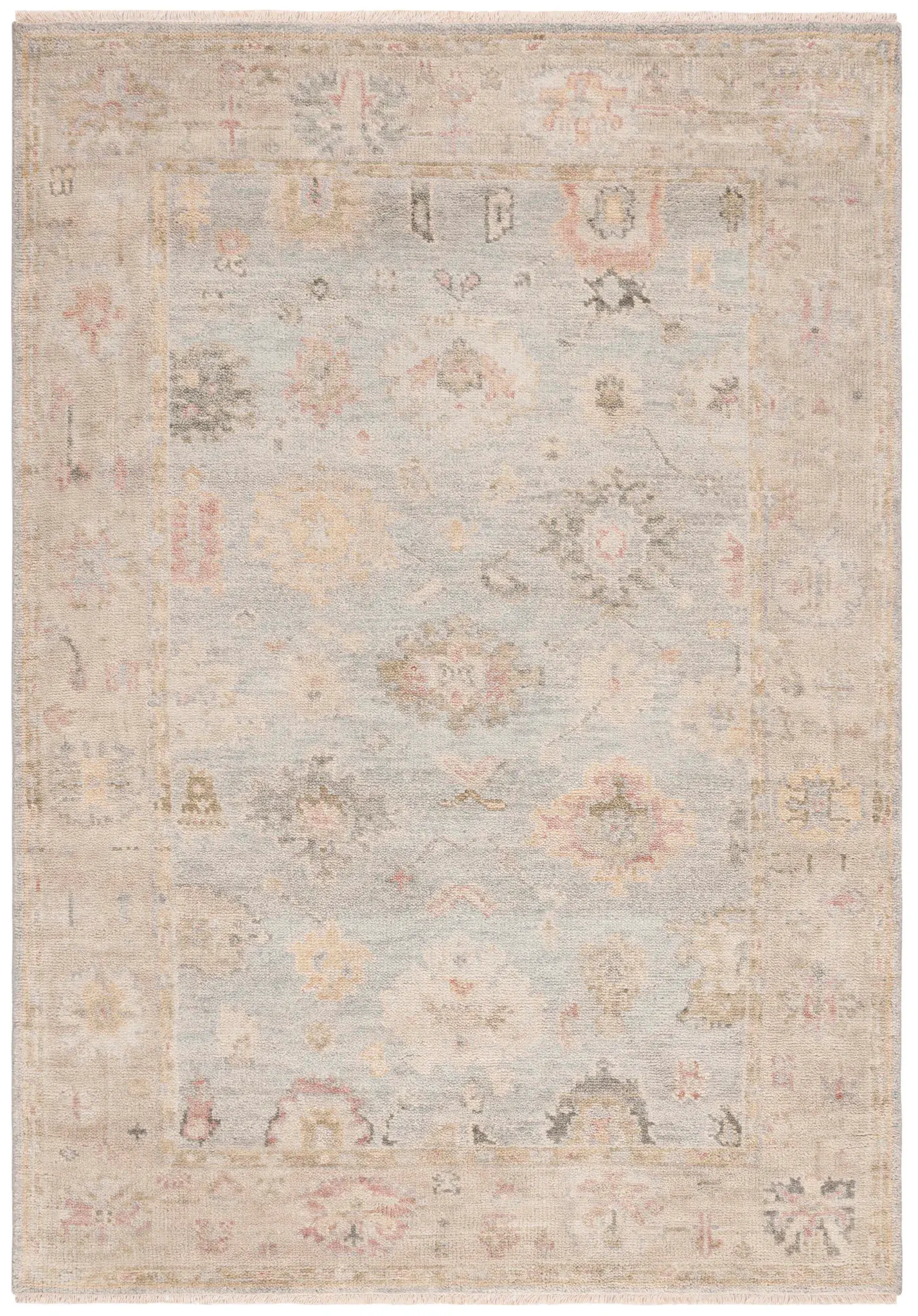 Samarkand Floral Rosette Hand-Knotted Wool Rug