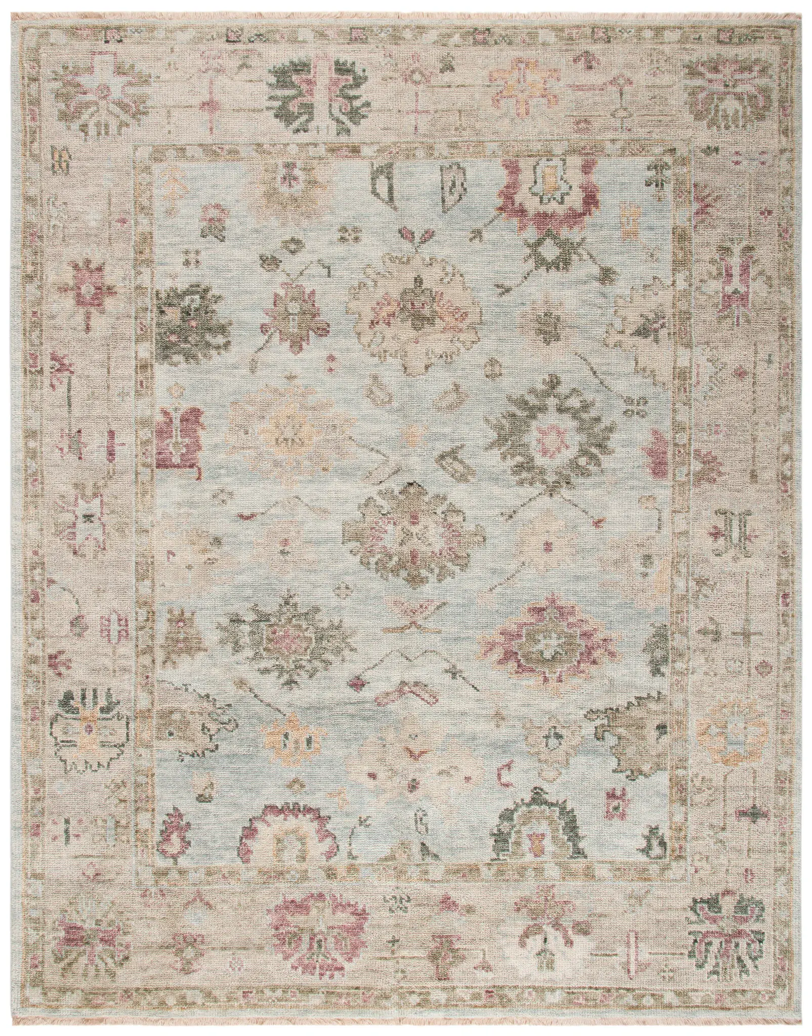 Samarkand Floral Rosette Hand-Knotted Wool Rug