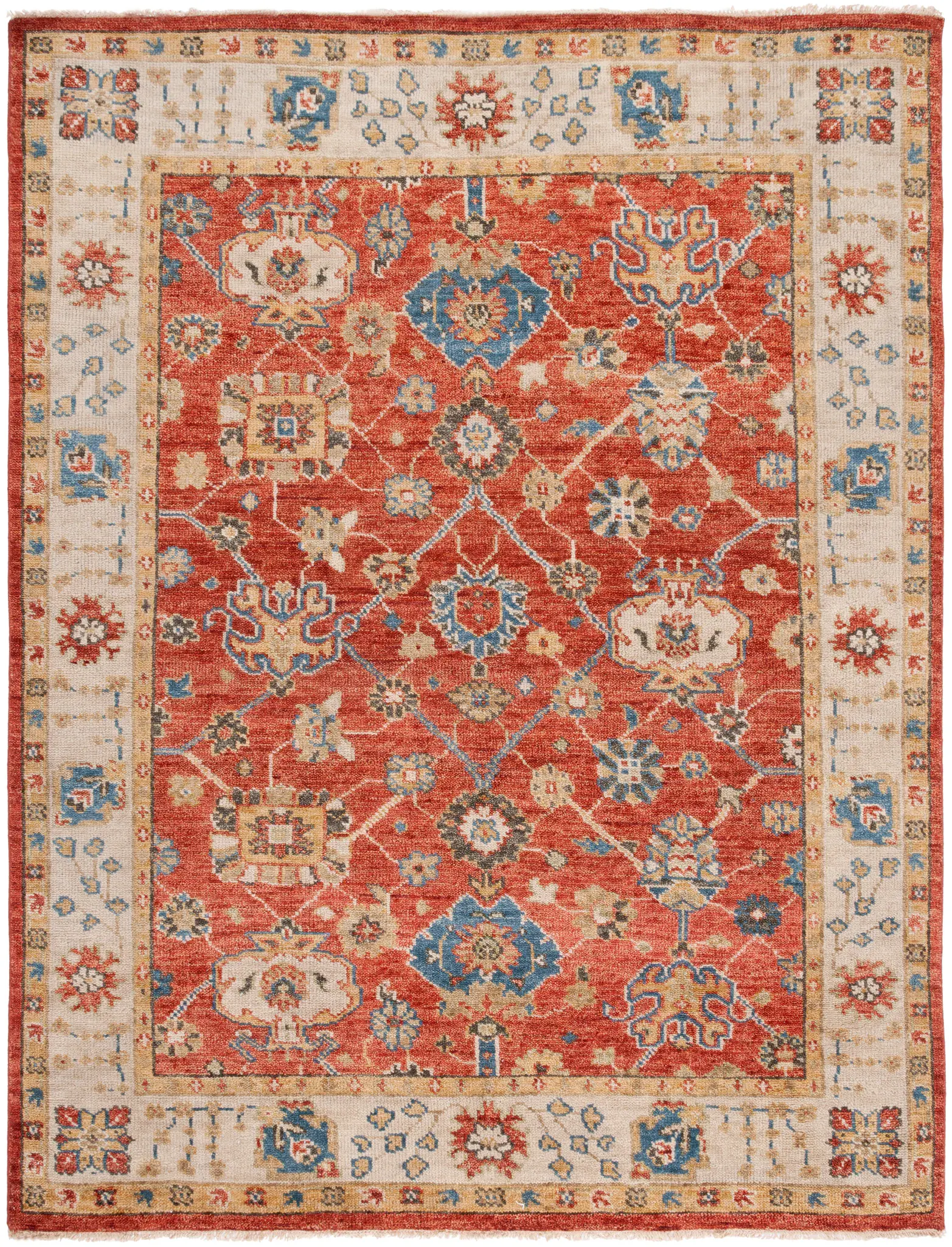 Samarkand Palmette Trellis Hand-Knotted Wool Rug