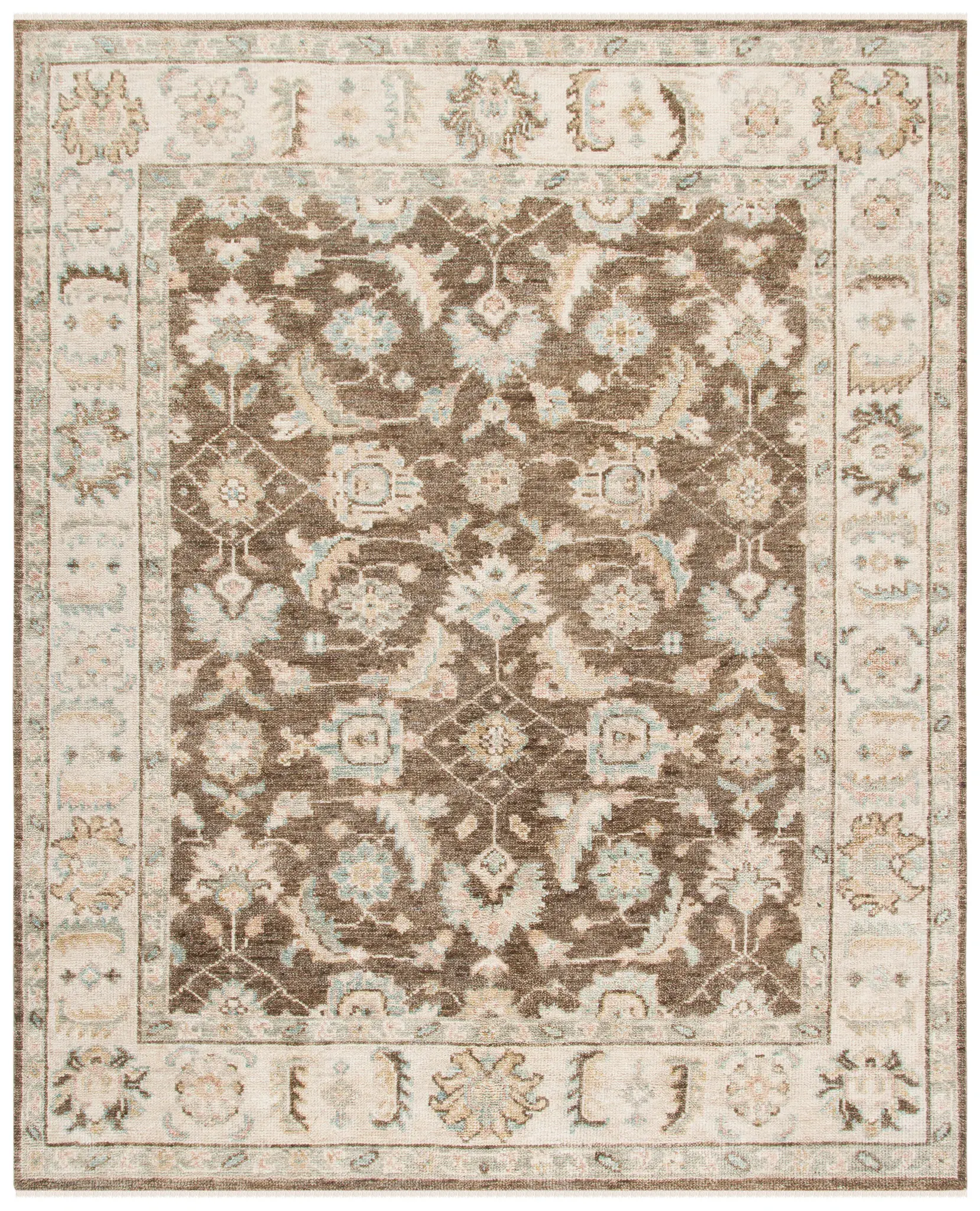 Samarkand Floral Bordered Hand-Knotted Wool Rug