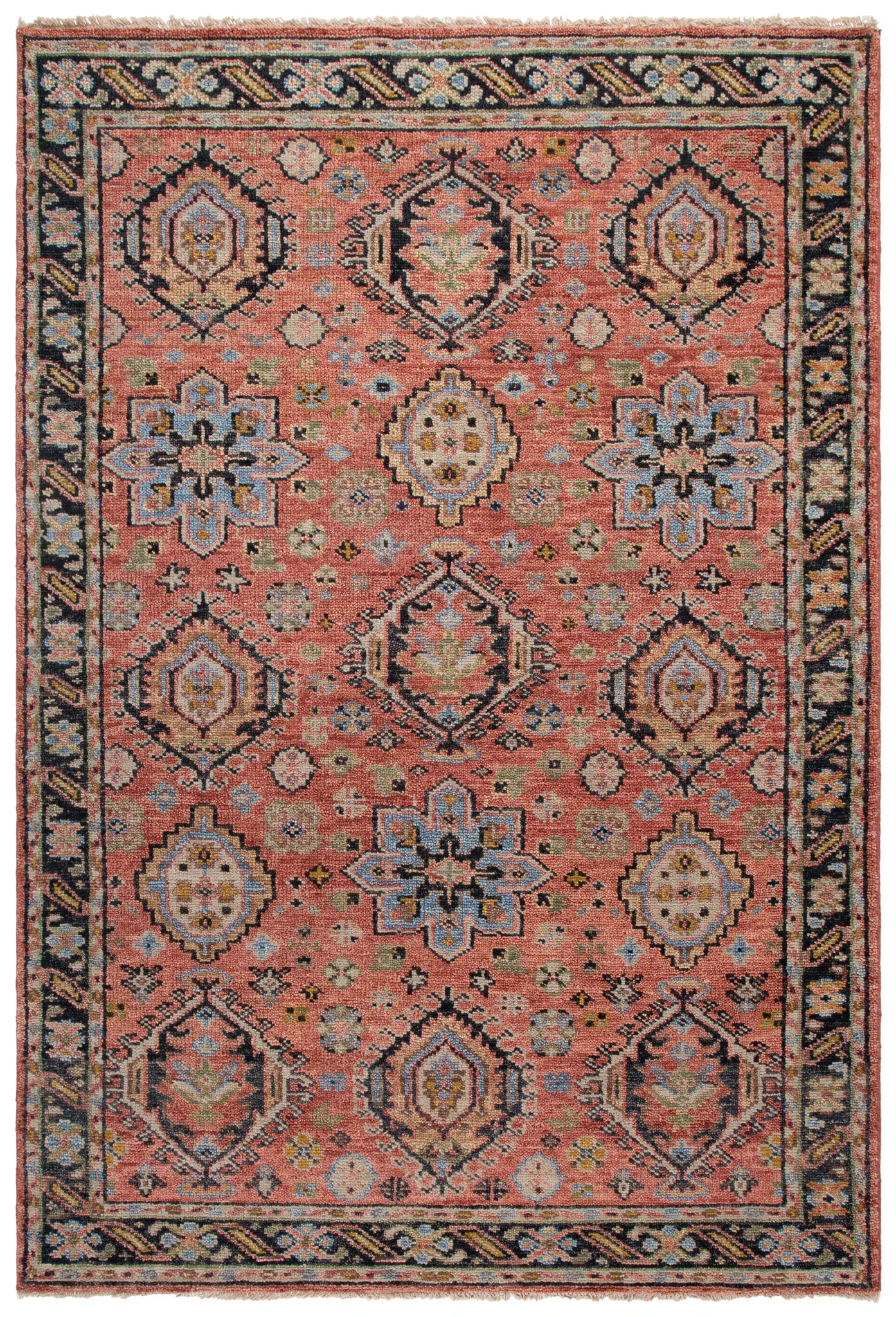 Samarkand Geometric Medallion Hand-Knotted Wool Rug