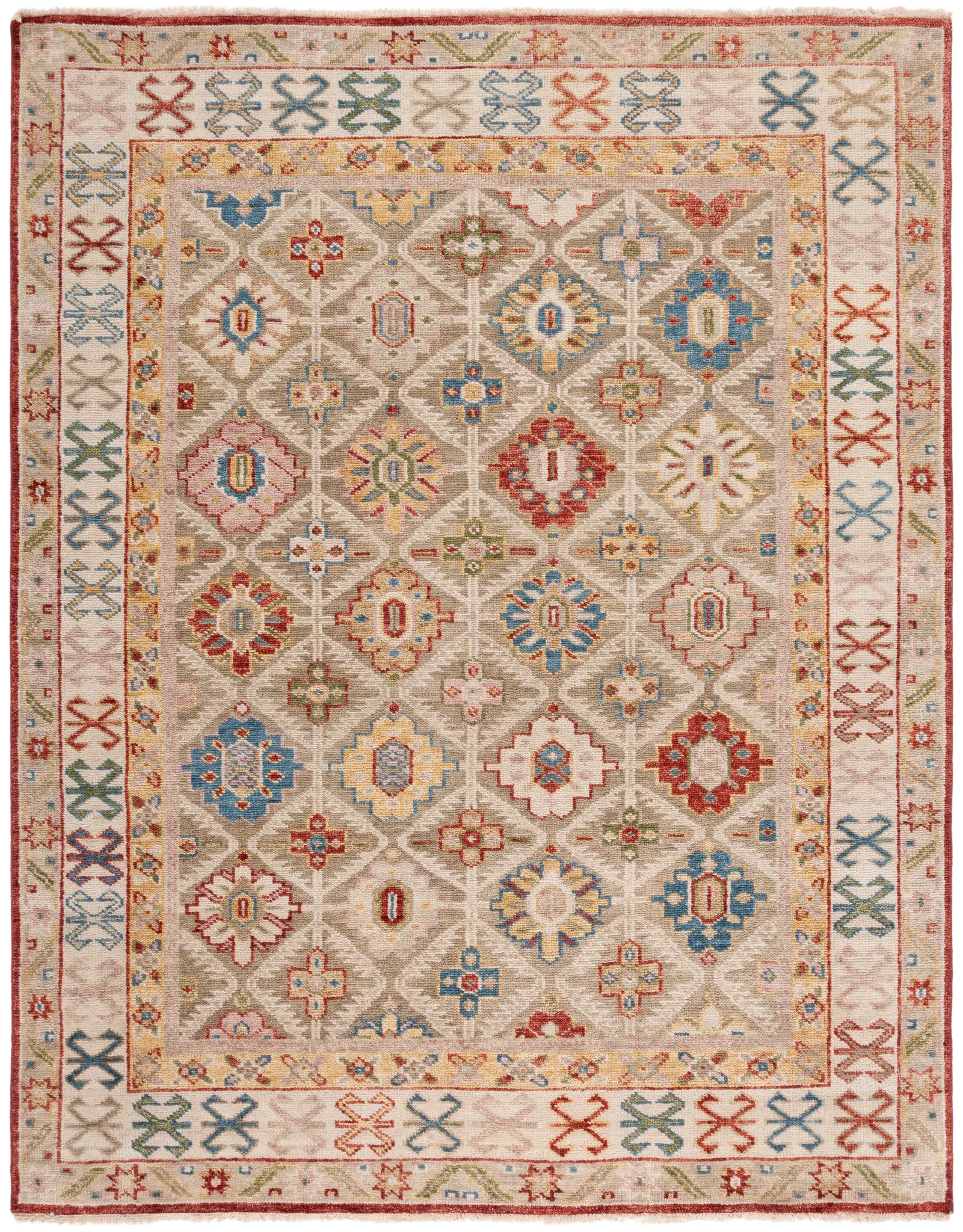 Samarkand Diamond Lattice Hand-Knotted Wool Rug