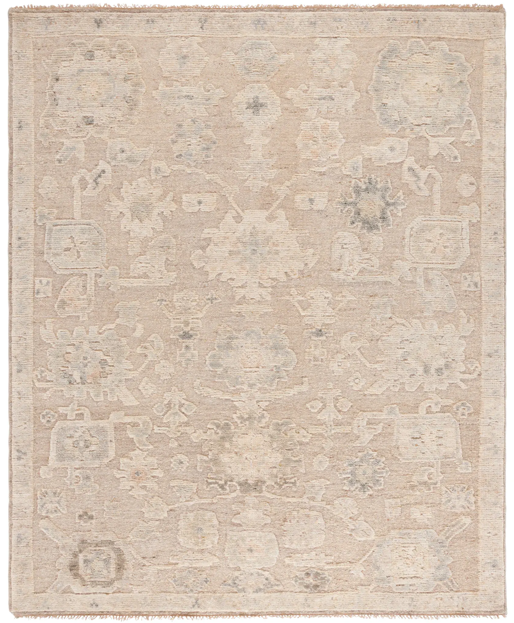 Samarkand Allover Faded Floral Hand-Knotted Wool Rug
