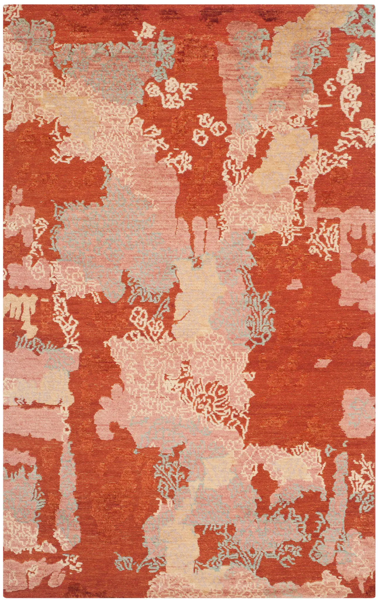 Santa Fe Eroded Floral Hand-Knotted Wool Rug