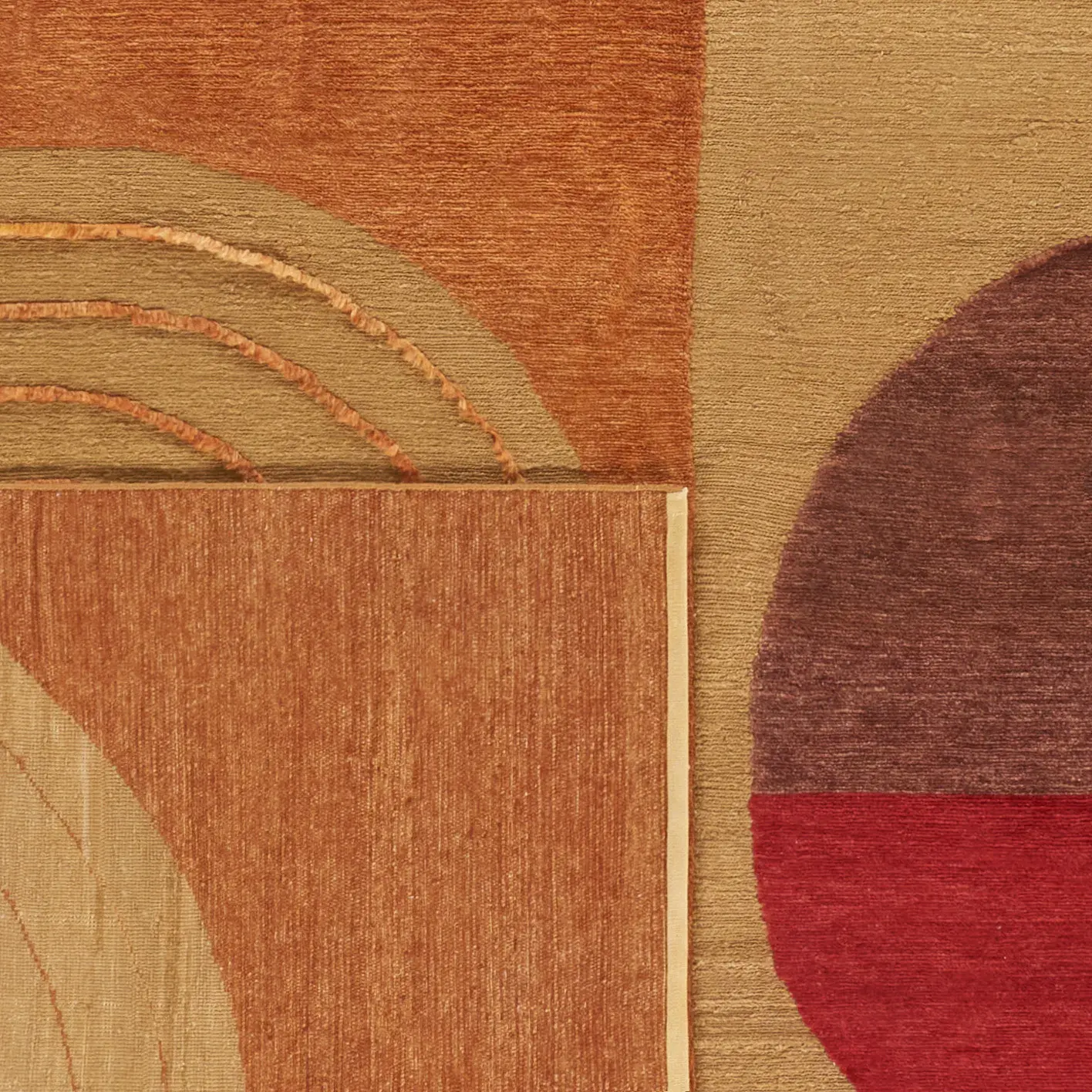 Santa Fe Moderne Quadrant Circles Hand-Knotted Wool Rug