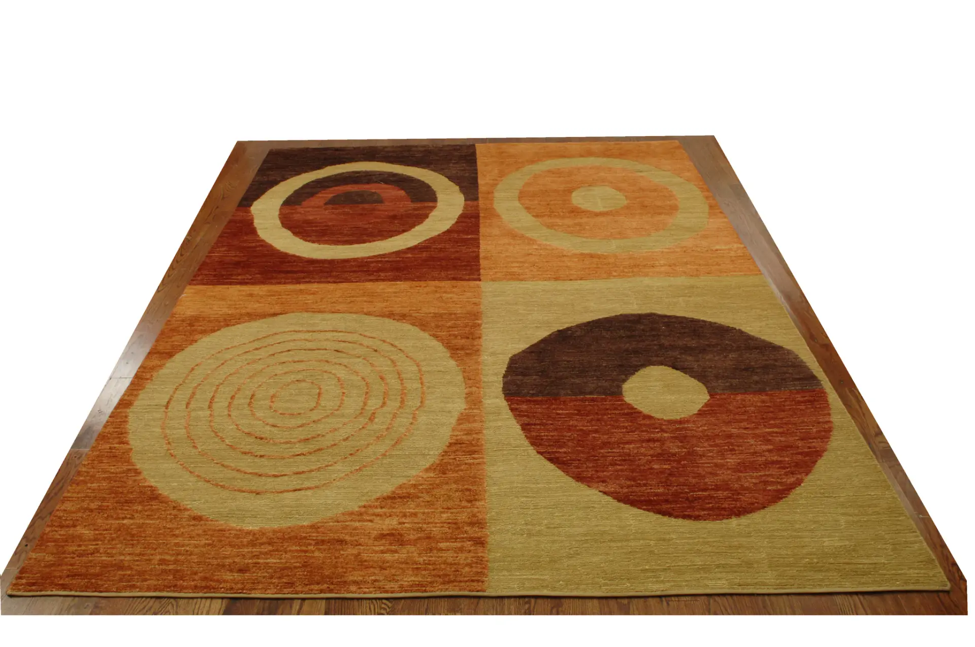 Santa Fe Moderne Quadrant Circles Hand-Knotted Wool Rug