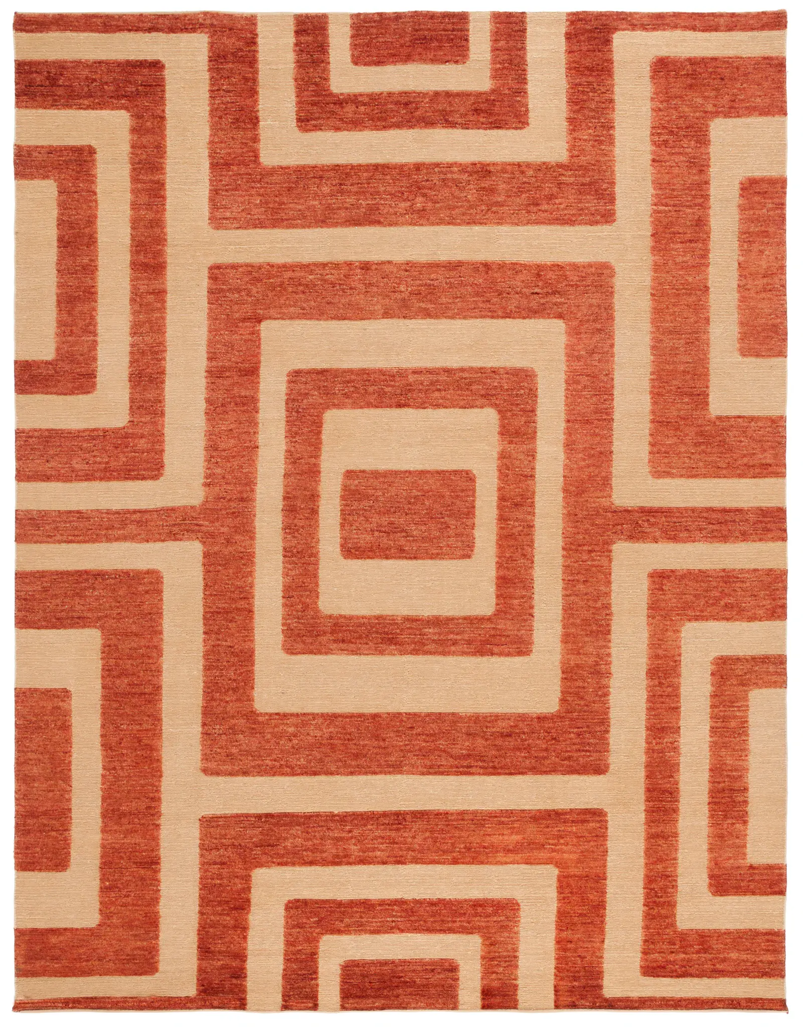 Santa Fe Interlocking Square Hand-Knotted Wool Rug