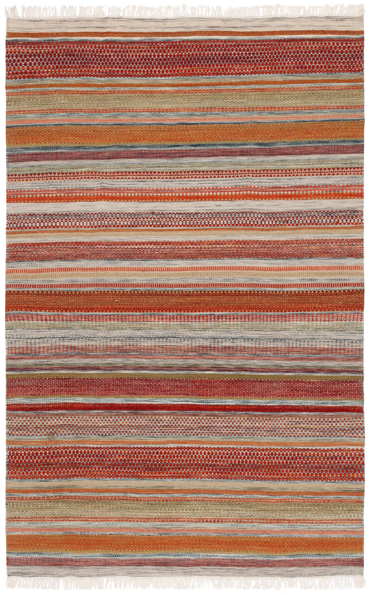Striped Kilim Bohemian Wool Hand-Woven Rug