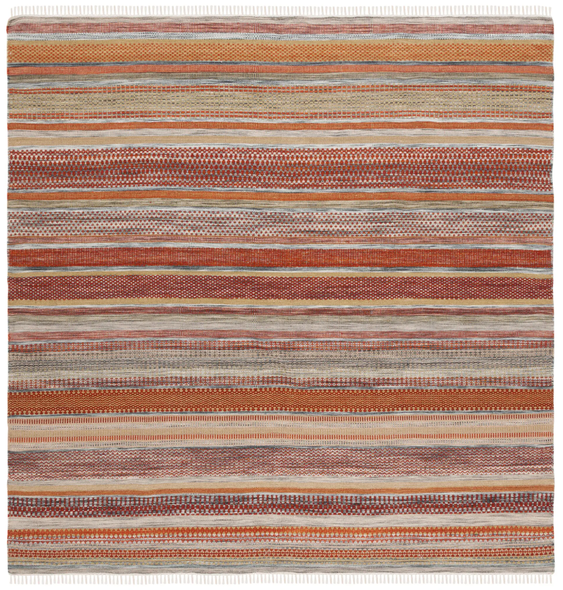 Striped Kilim Bohemian Wool Hand-Woven Rug