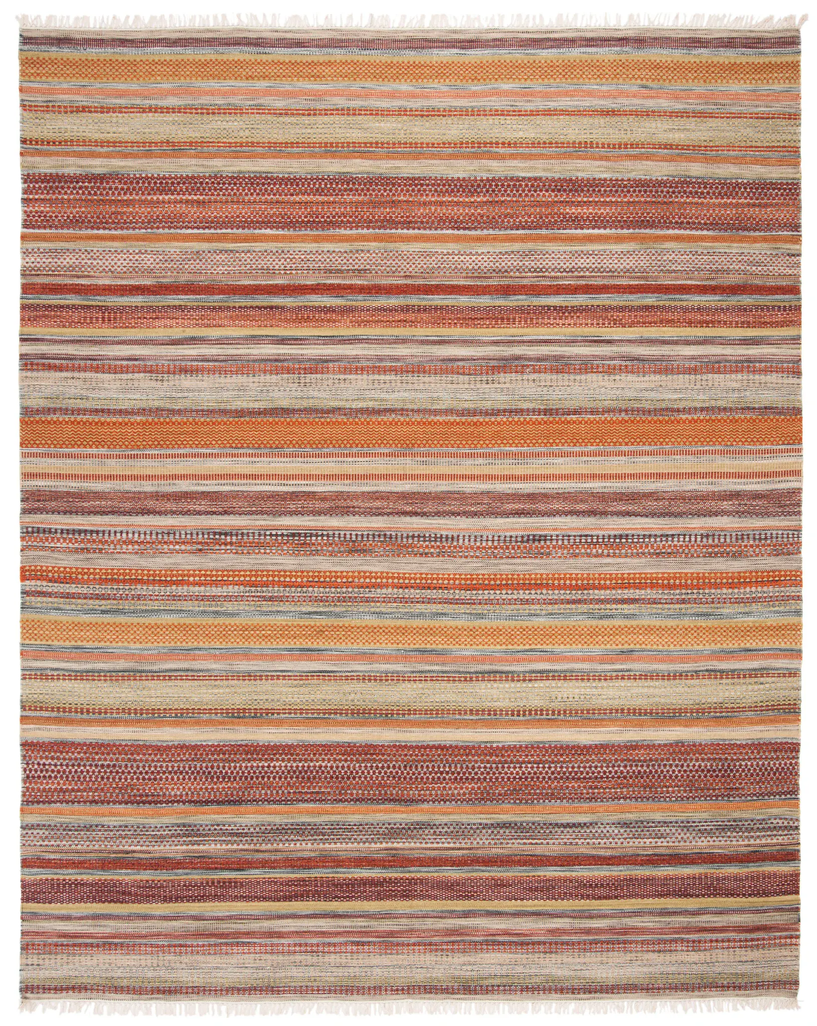 Striped Kilim Bohemian Wool Hand-Woven Rug