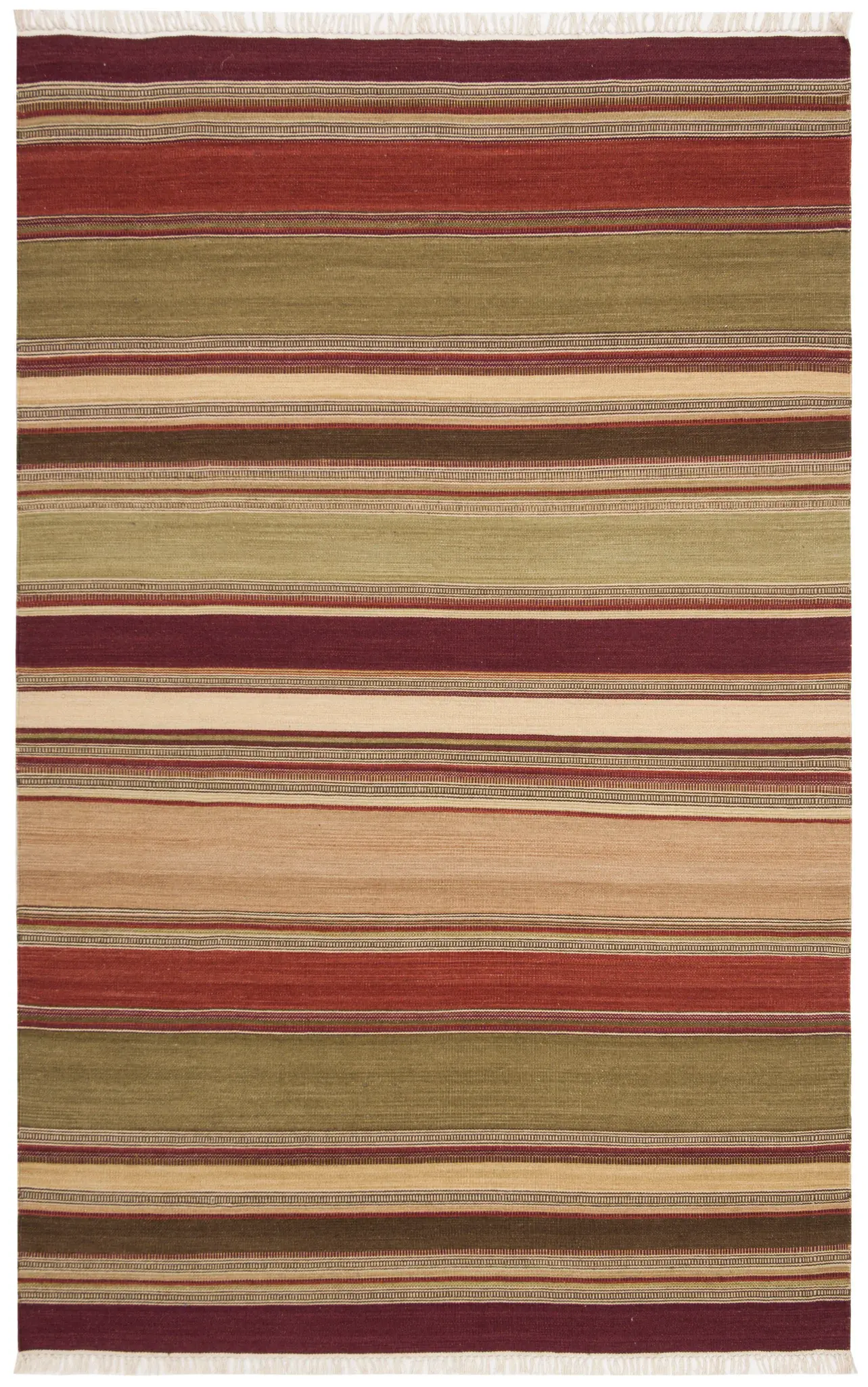 Striped Kilim Rustic Wool Hand-Woven Rug