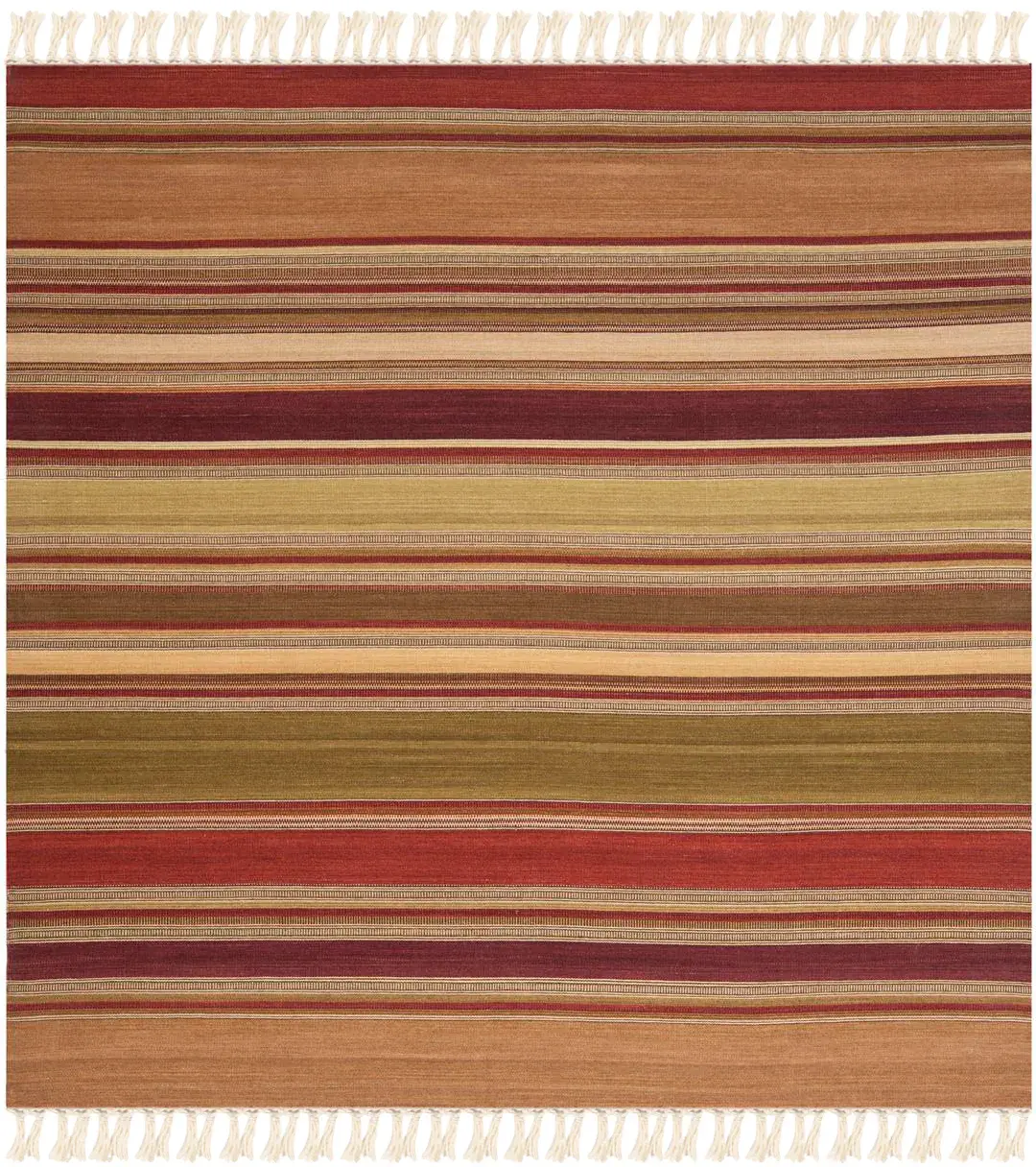 Striped Kilim Rustic Wool Hand-Woven Rug