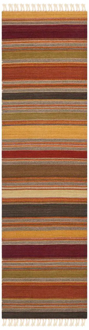 Striped Kilim Banded Hand-Woven Wool Rug
