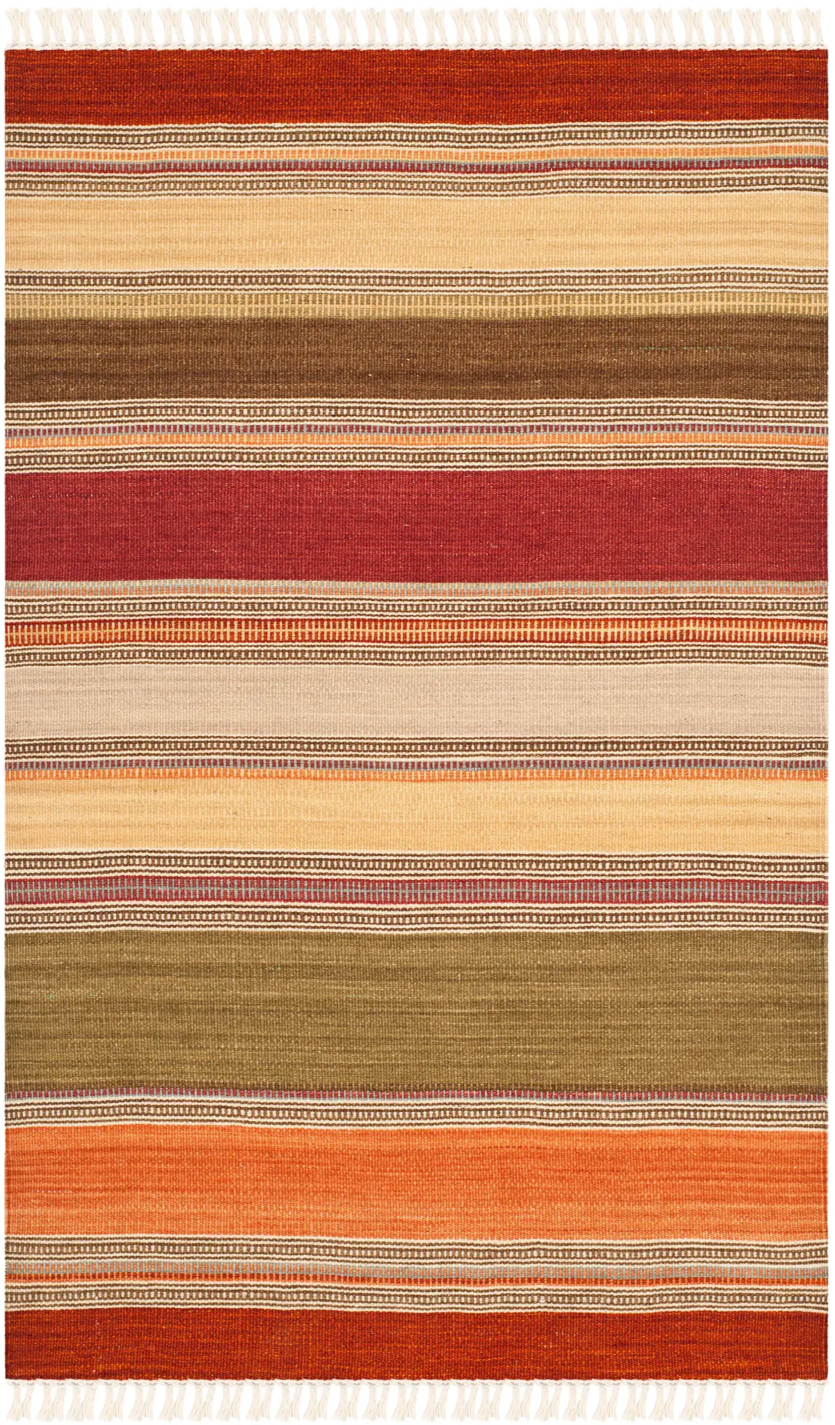 Striped Kilim Rustic Multistripe Wool Hand-Woven Rug