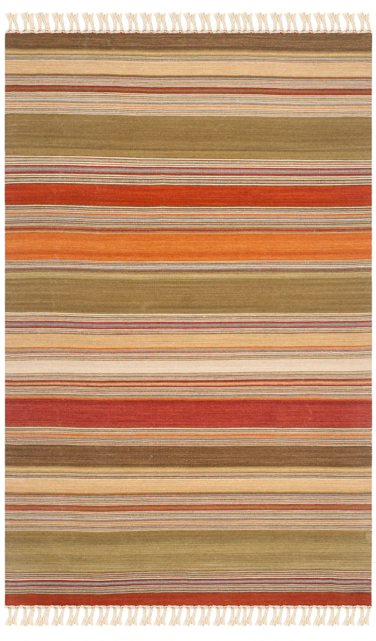 Striped Kilim Rustic Multistripe Wool Hand-Woven Rug