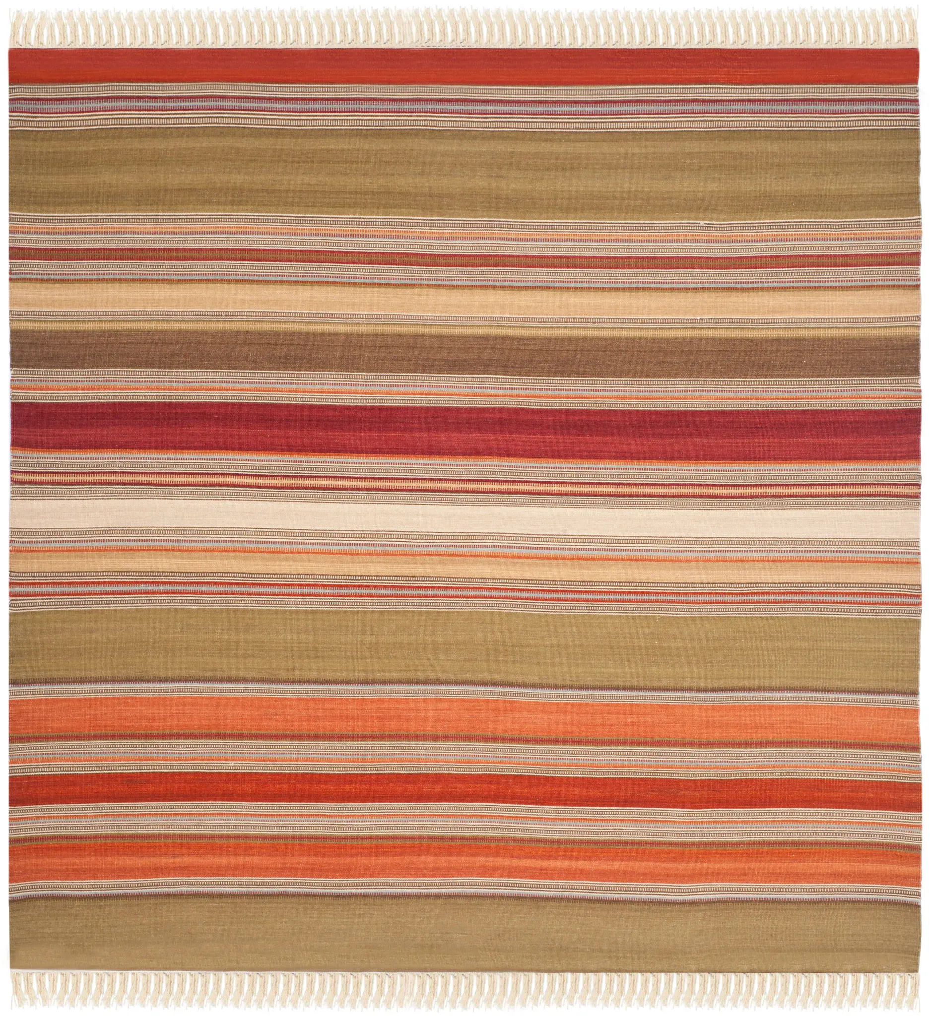 Striped Kilim Rustic Multistripe Wool Hand-Woven Rug