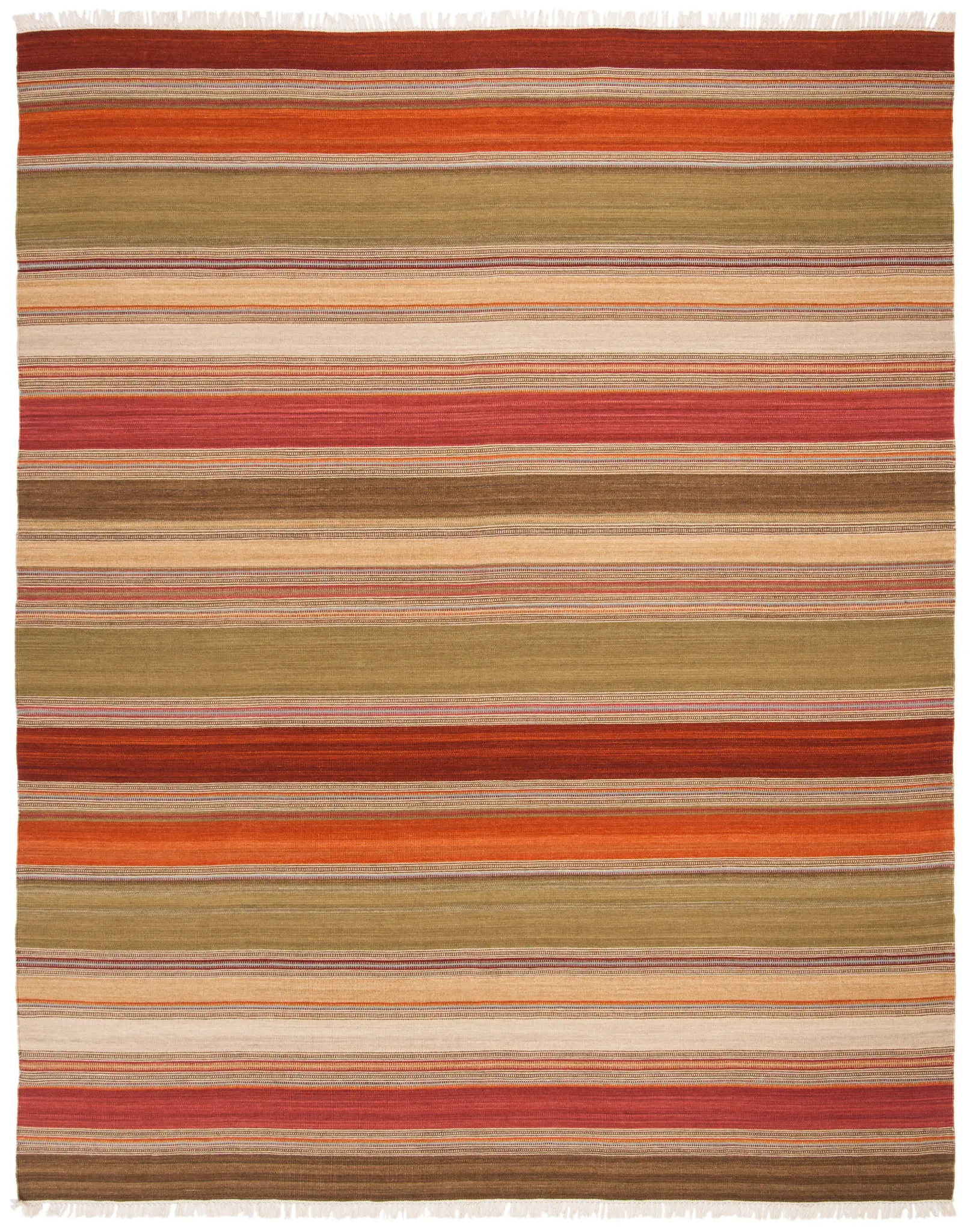 Striped Kilim Rustic Multistripe Wool Hand-Woven Rug