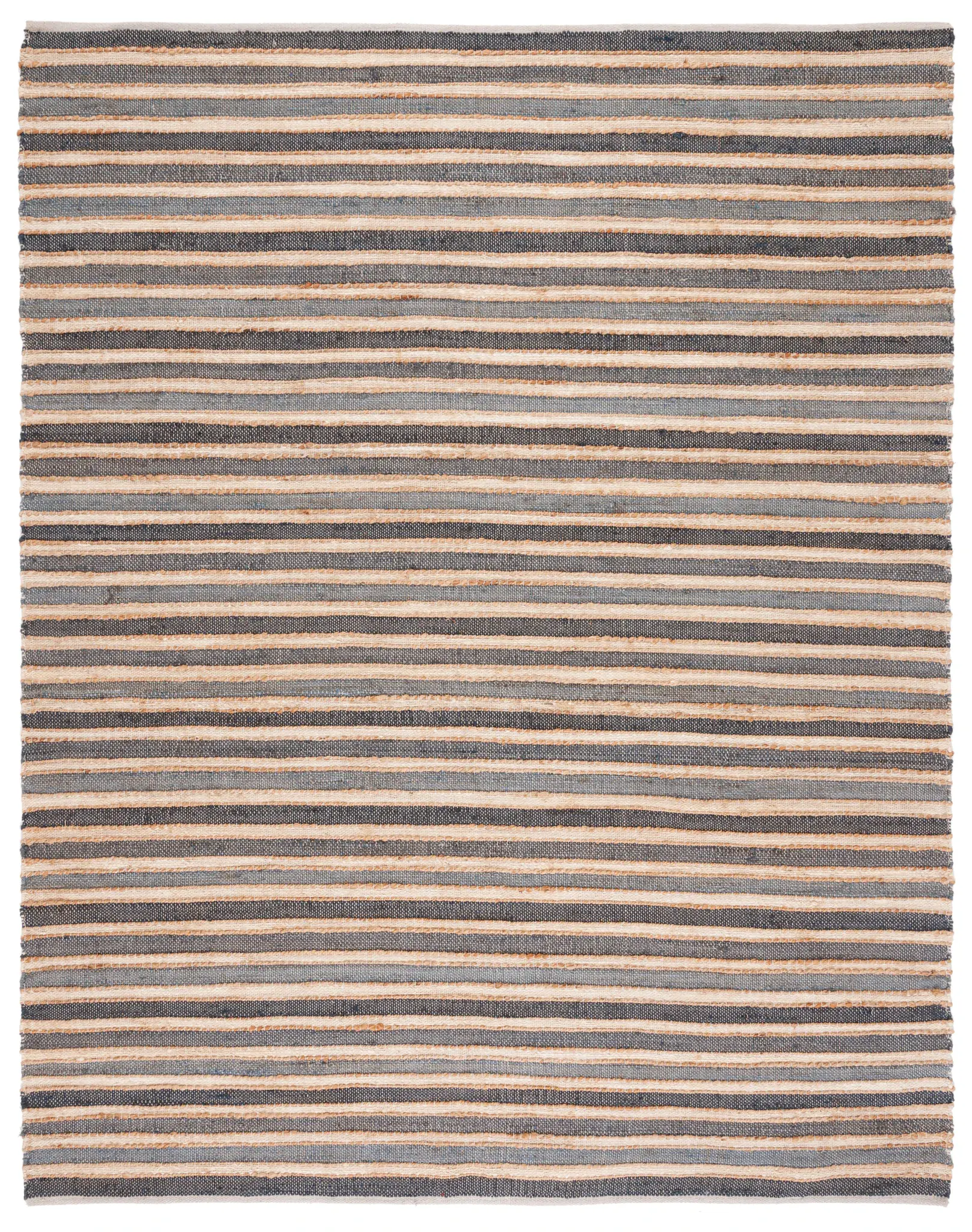 Striped Kilim Coastal Jute Hand-Woven Rug