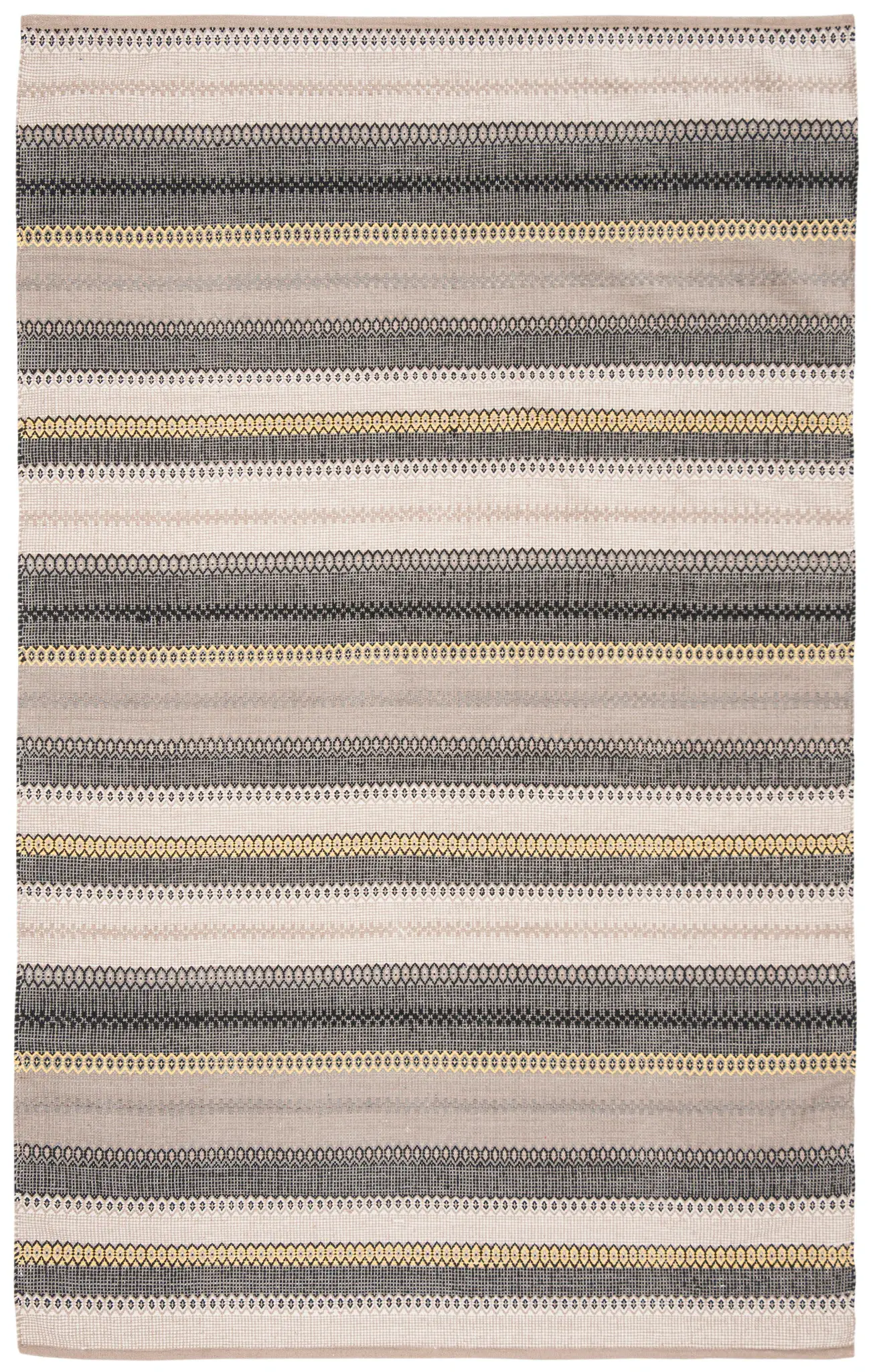 Striped Kilim Banded Hand-Woven Cotton Rug