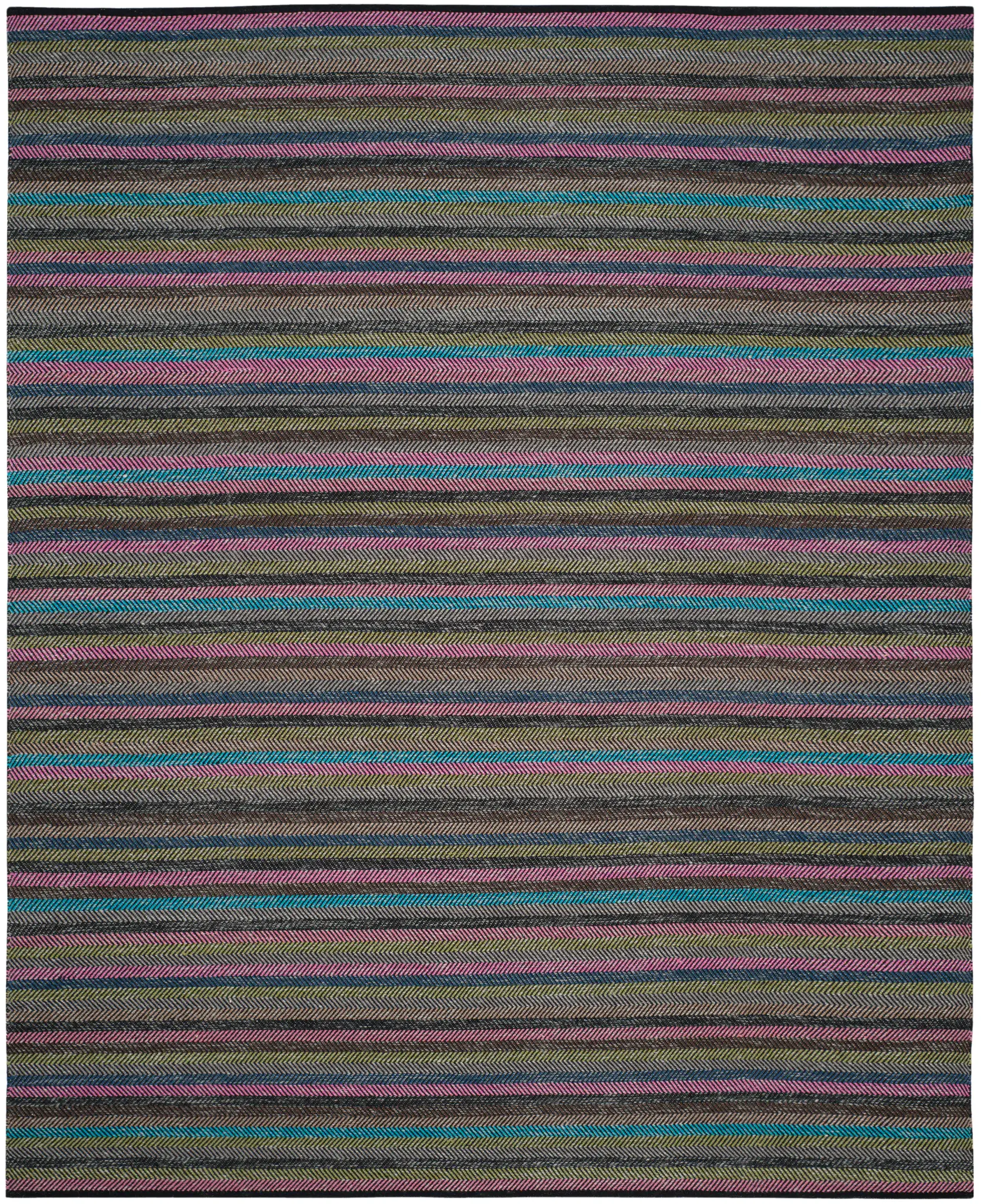 Striped Kilim Herringbone Stripe Hand-Woven Cotton Rug