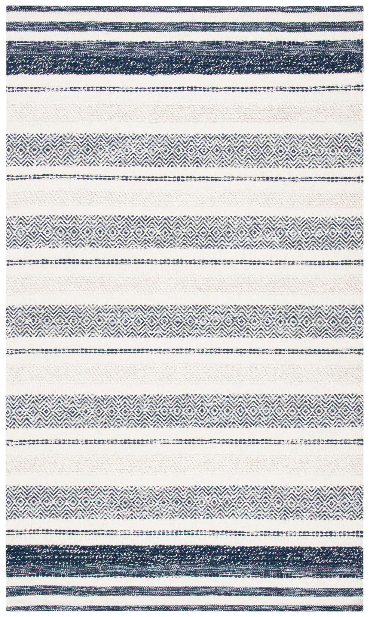 Striped Kilim Coastal Geometric Hand-Woven Cotton Rug