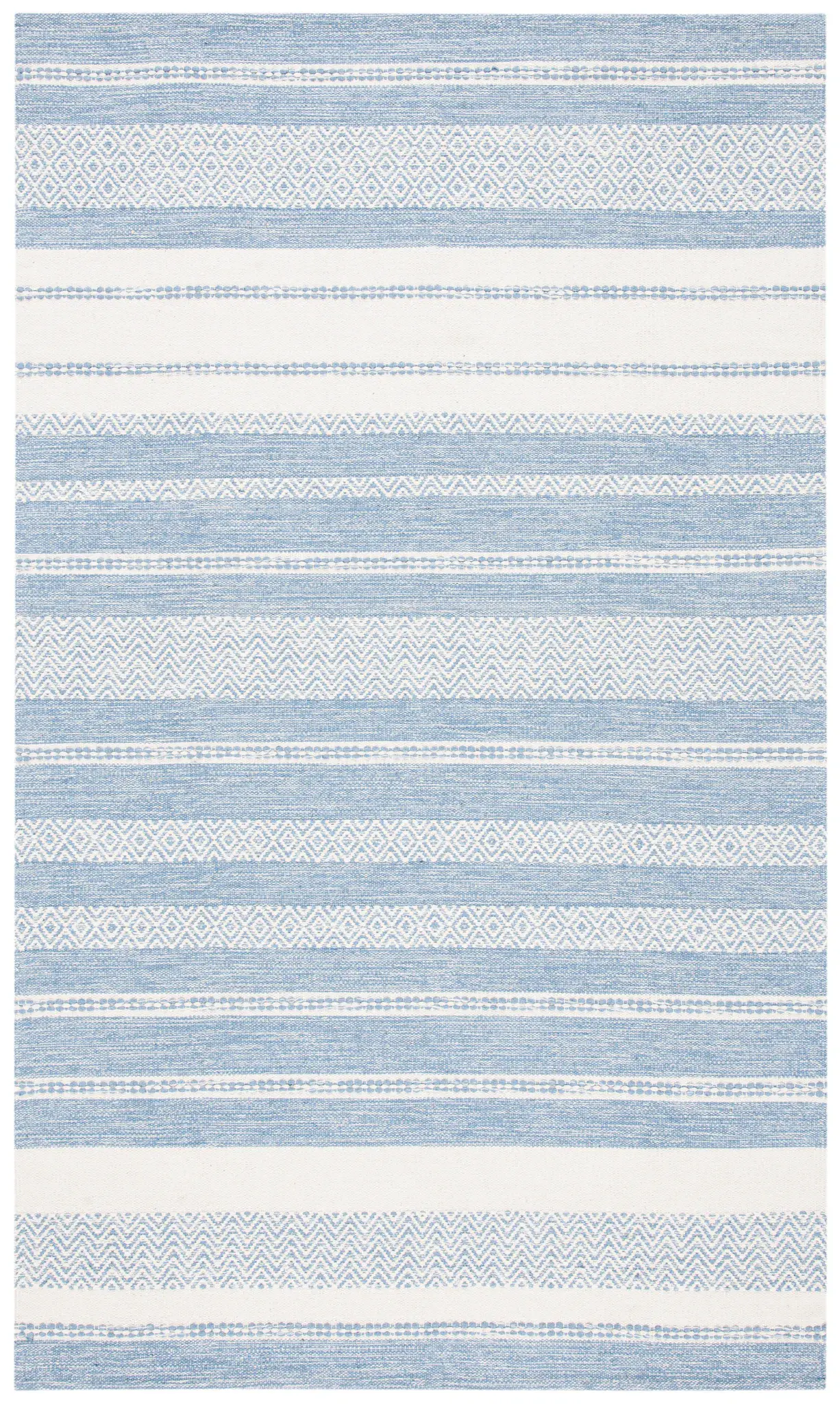 Striped Kilim Coastal Geometric Cotton Hand-Woven Rug