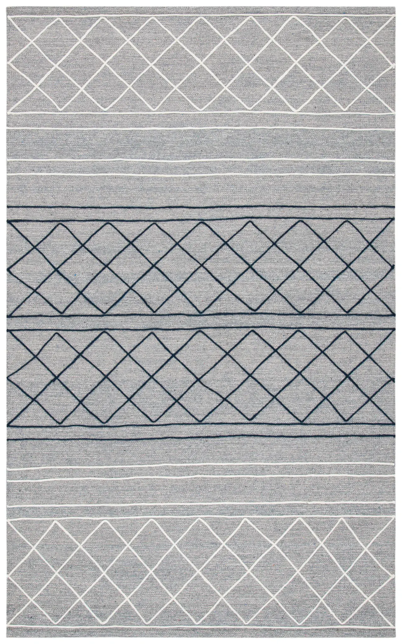 Striped Kilim Banded Diamond Cotton Hand-Woven Rug