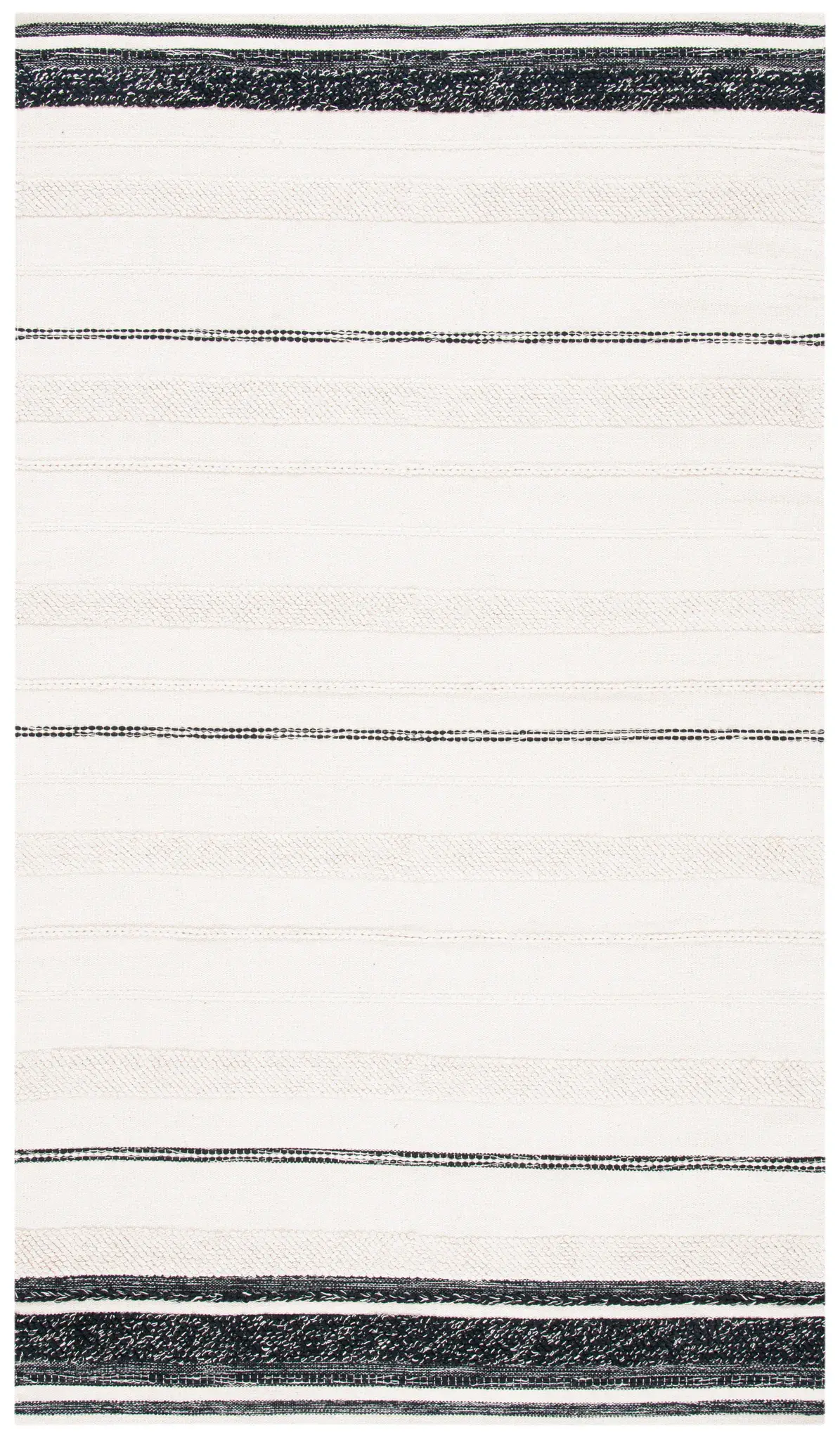 Striped Kilim Coastal Banded Hand-Woven Cotton Rug
