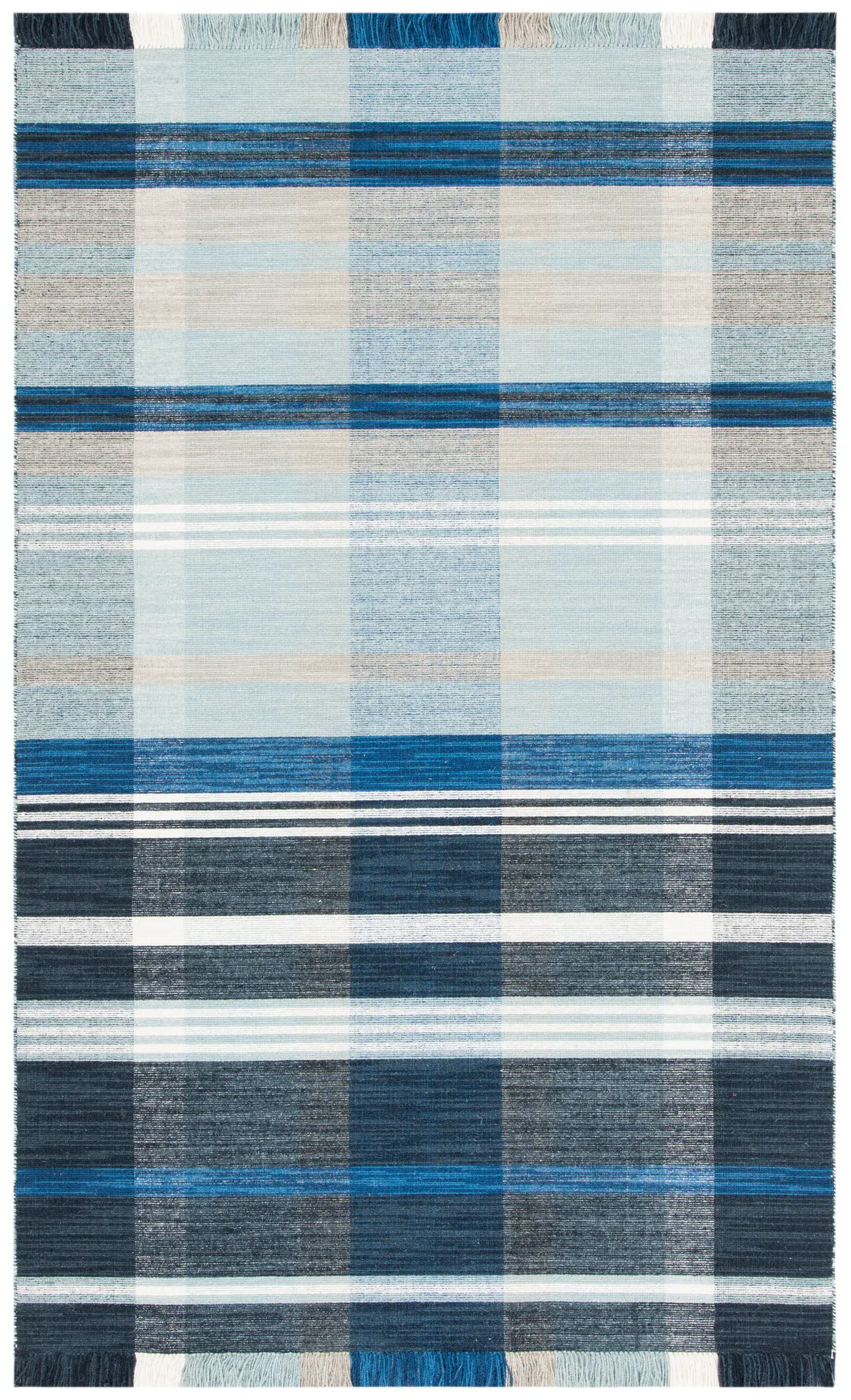 Striped Kilim Coastal Plaid Rug
