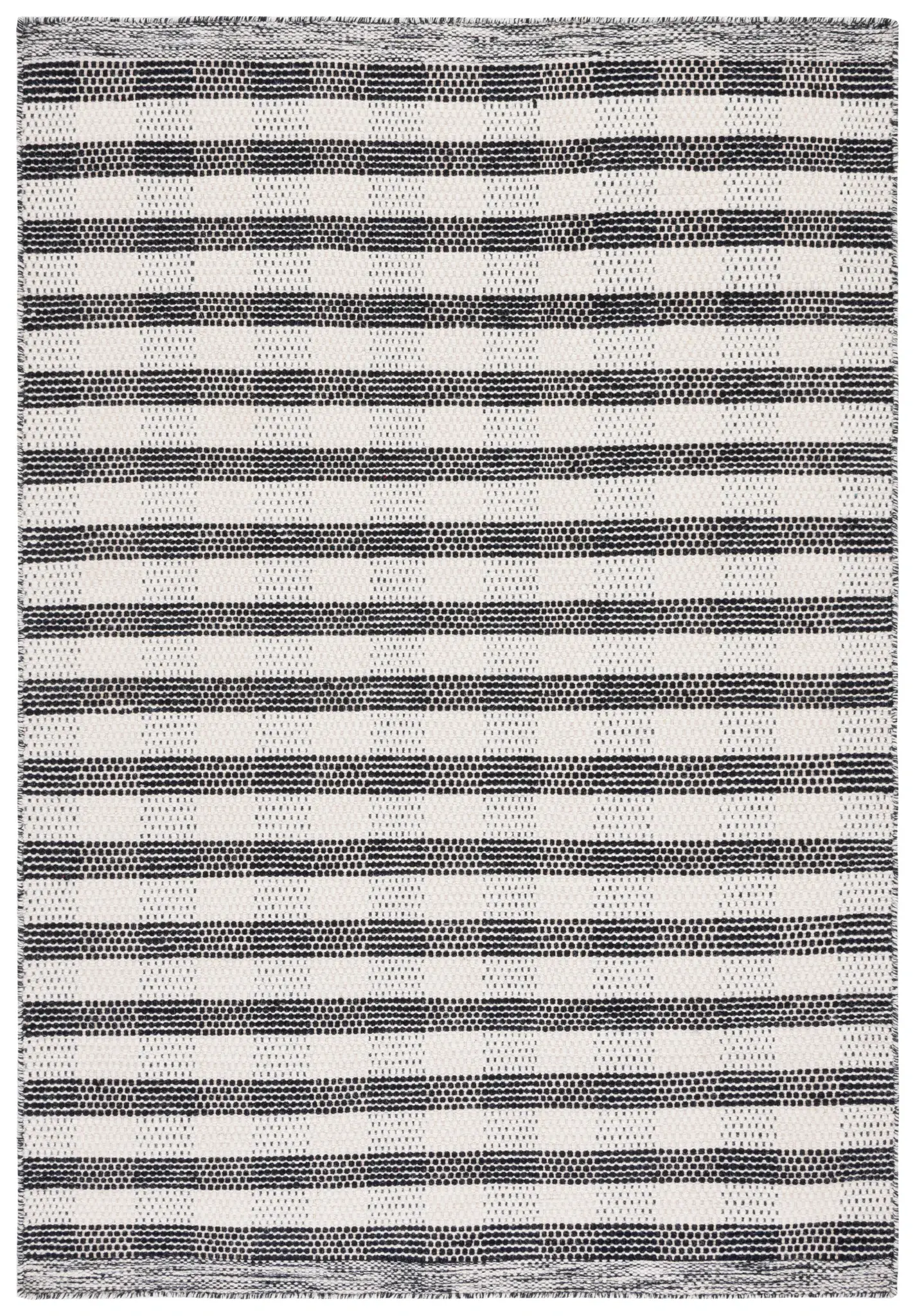 Striped Kilim Farmhouse Checkered Wool Rug