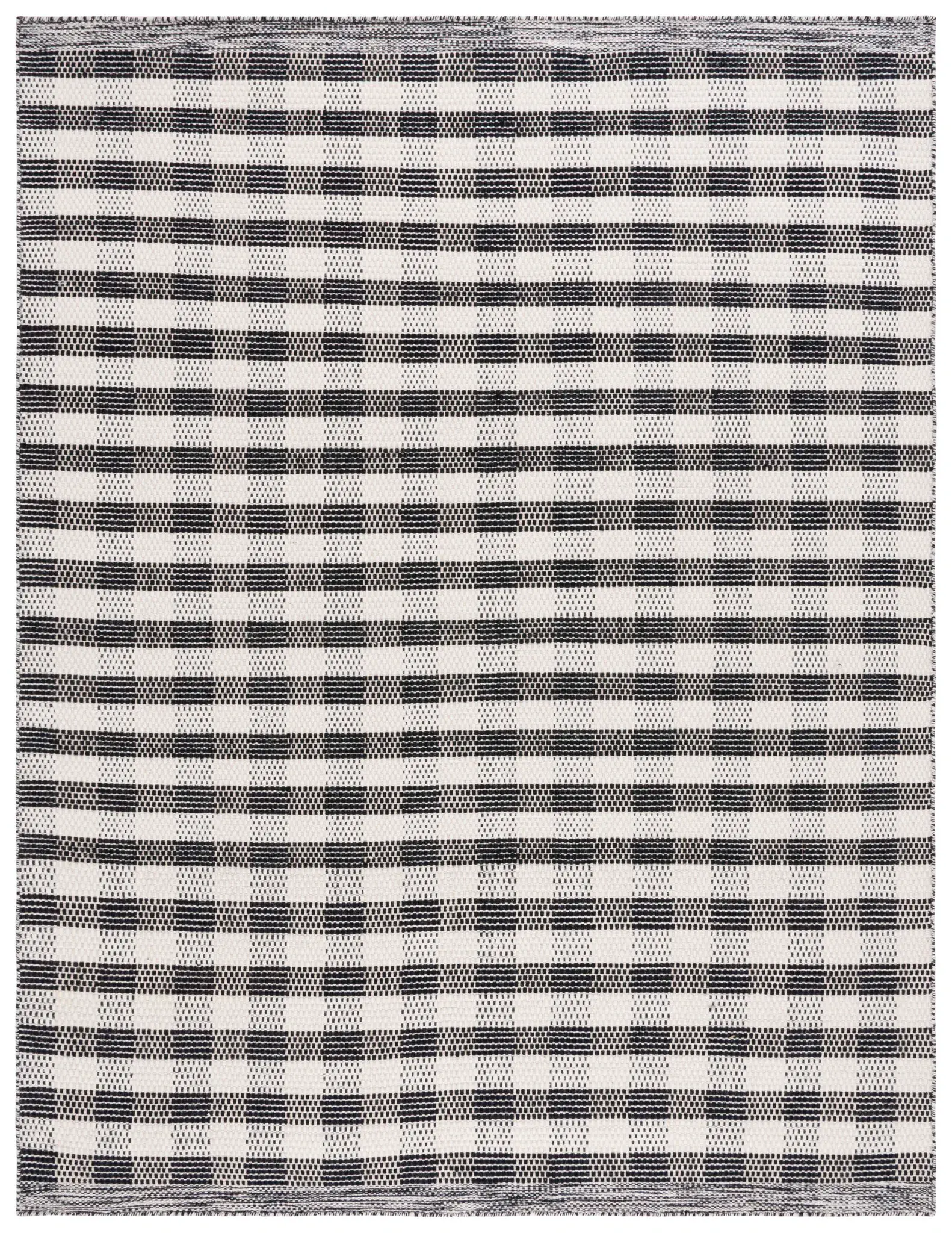 Striped Kilim Farmhouse Checkered Wool Rug