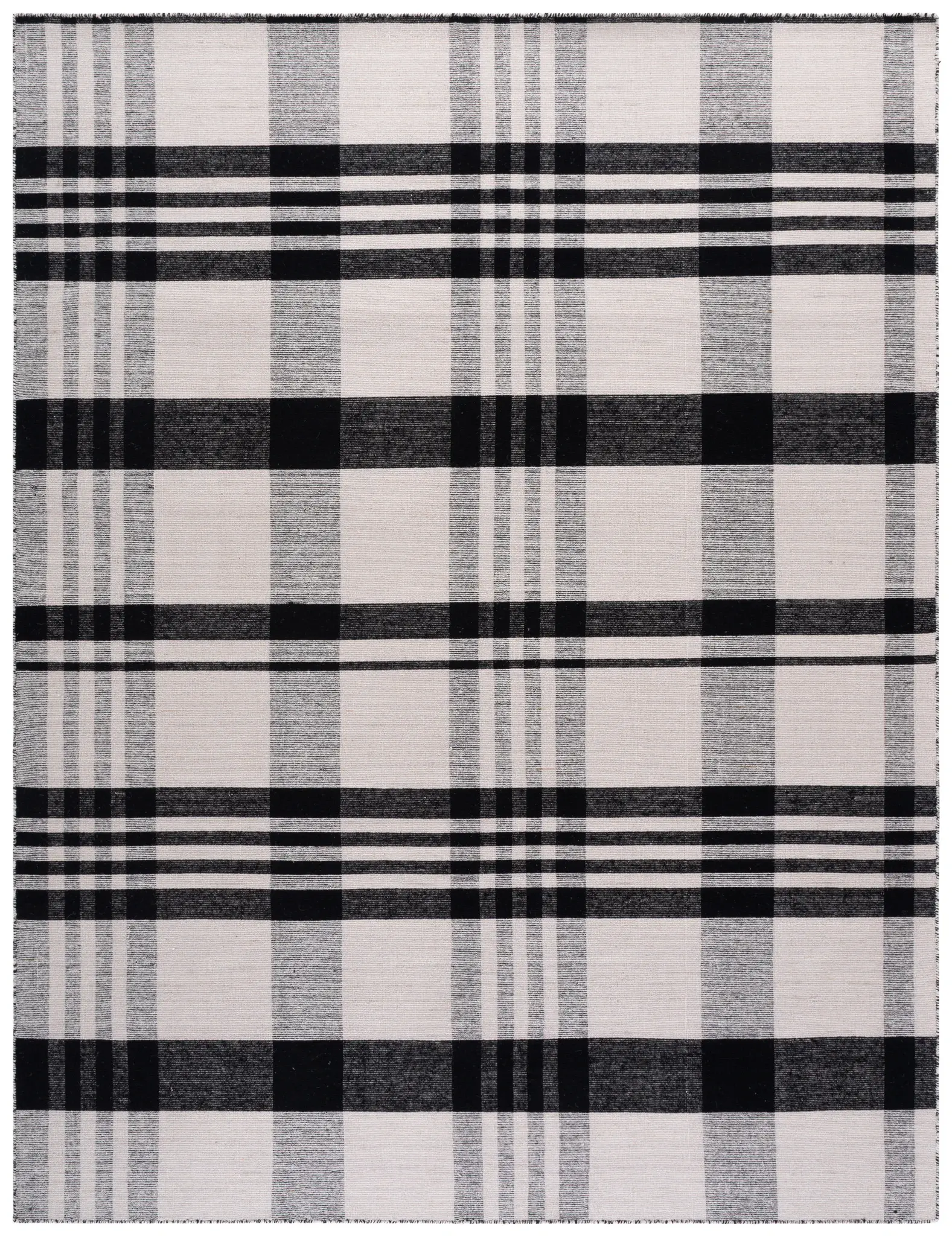 Striped Kilim Farmhouse Plaid Wool Rug