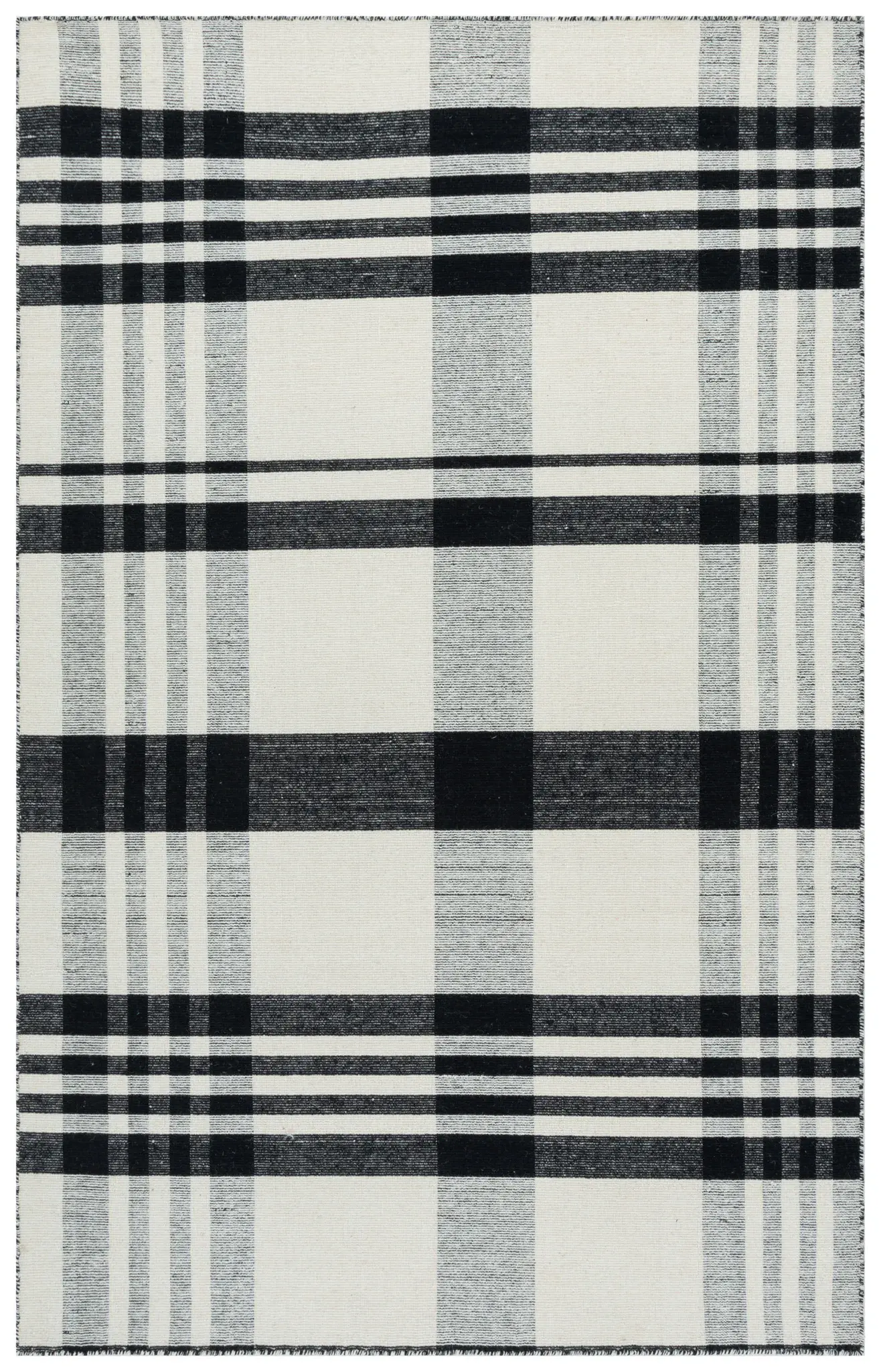 Striped Kilim Farmhouse Plaid Wool Rug