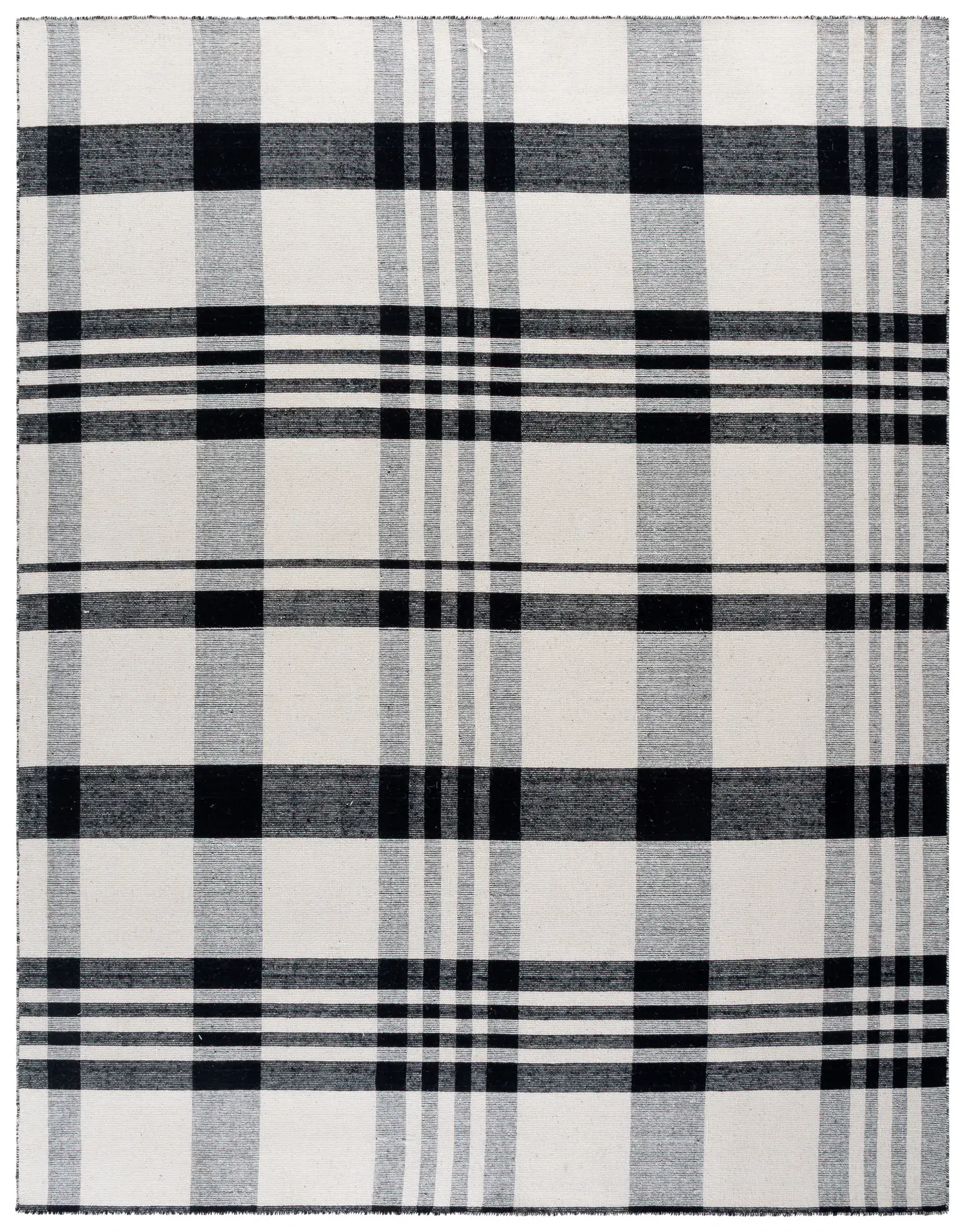 Striped Kilim Farmhouse Plaid Wool Rug
