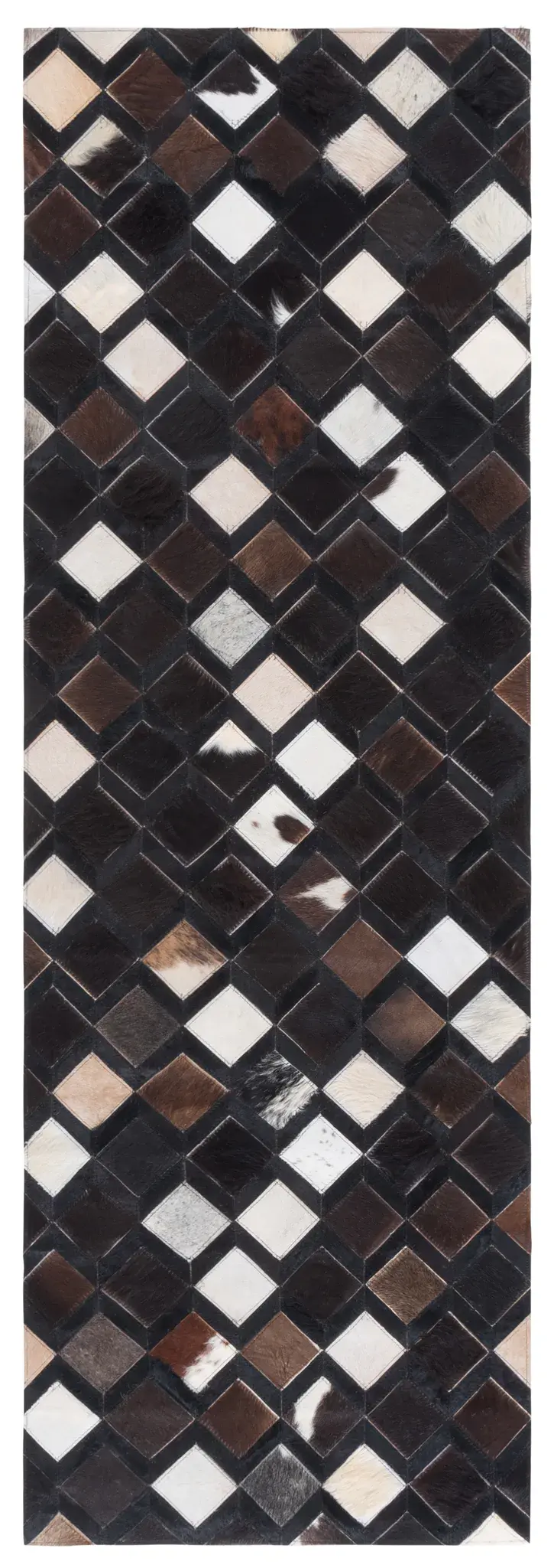 Studio Leather Diamond Patchwork Hand-Woven Rug