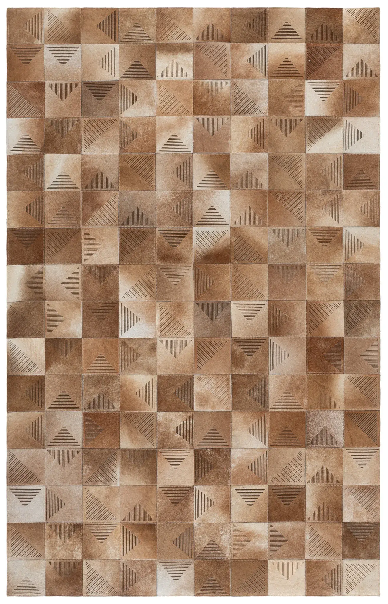 Studio Leather Geometric Patchwork Hand-Woven Rug