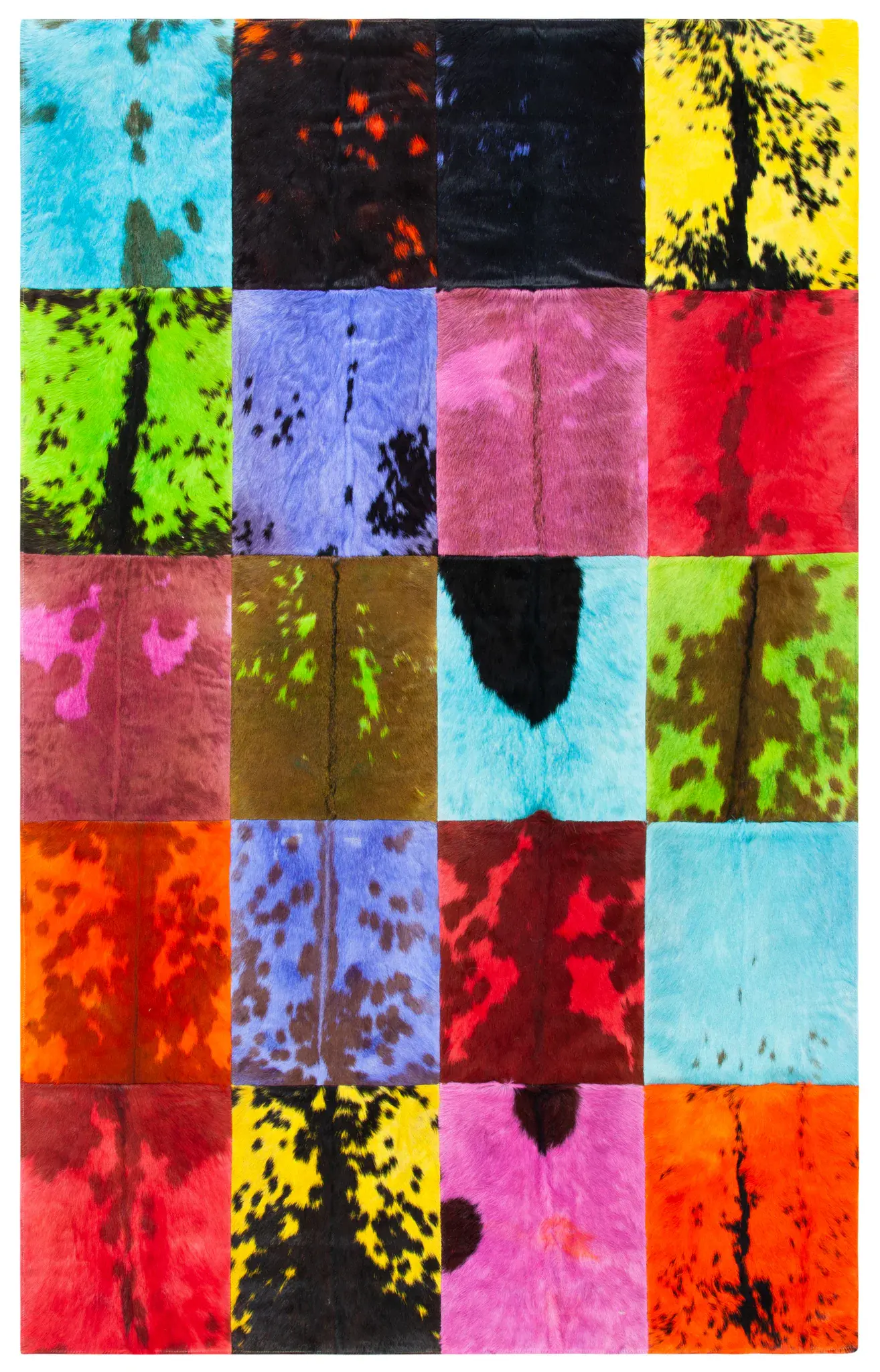 Studio Leather Grid Patchwork Hand-Woven Rug