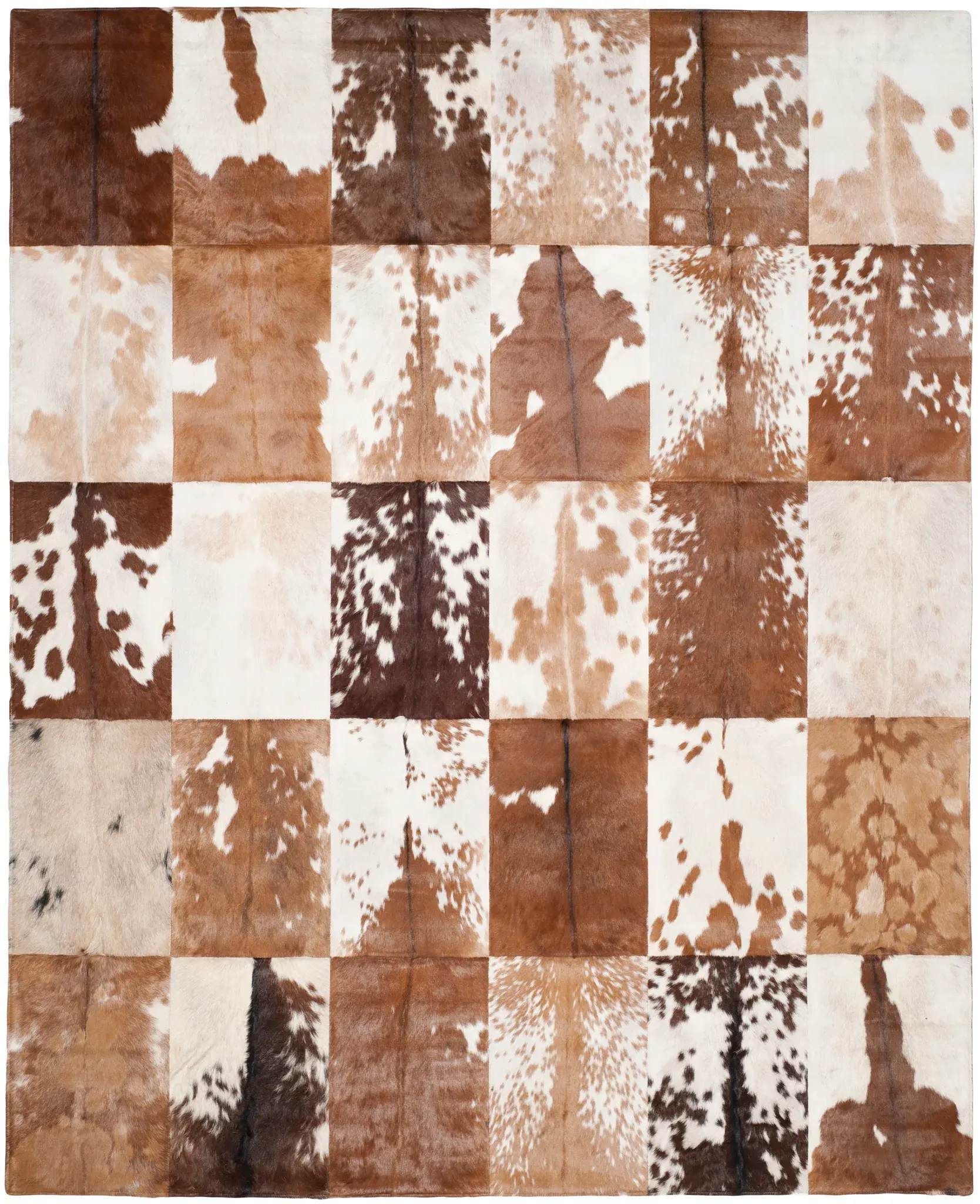 Studio Leather Cowhide Grid Hand-Woven Rug