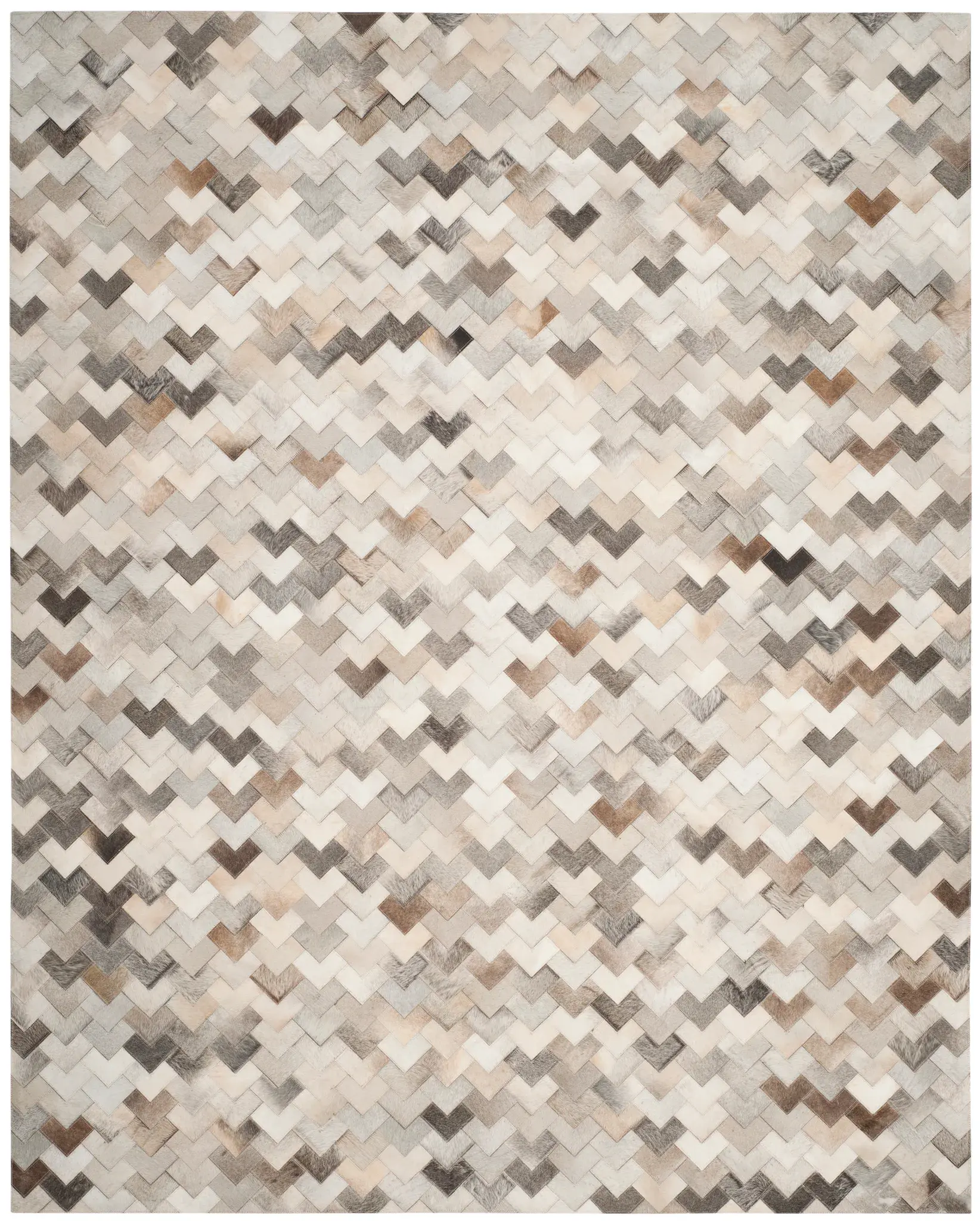 Studio Leather Chevron Patchwork Hand-Woven Rug