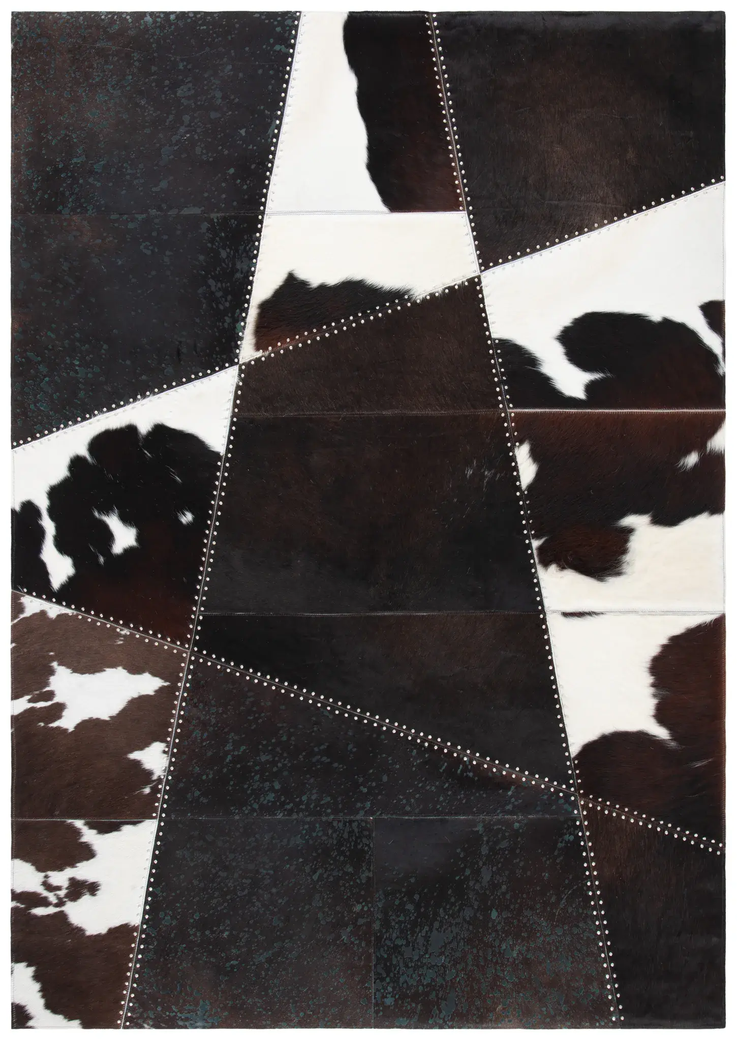 Studio Leather Studded Patchwork Hand-Woven Rug