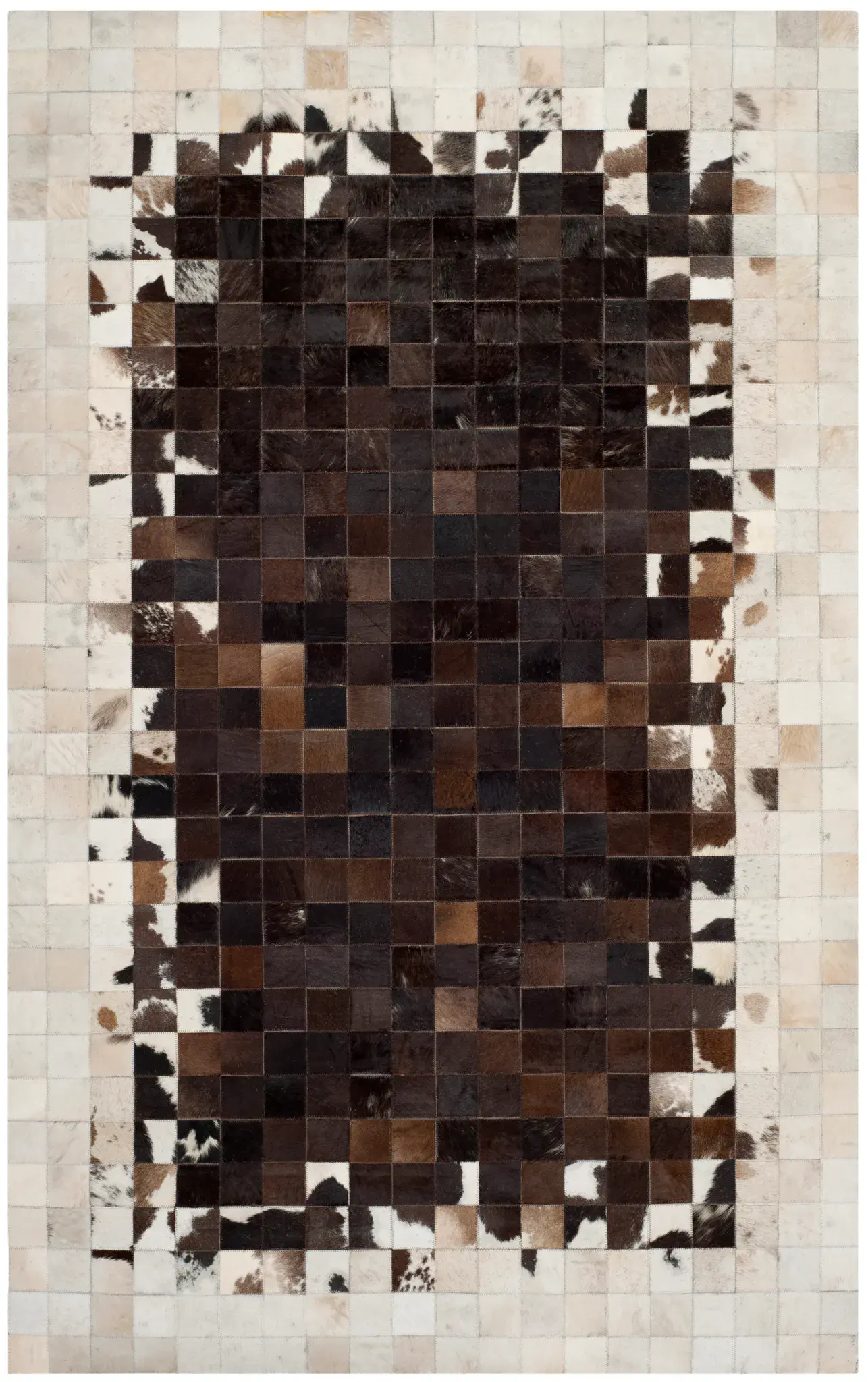 Studio Leather Bordered Patchwork Hand-Woven Rug