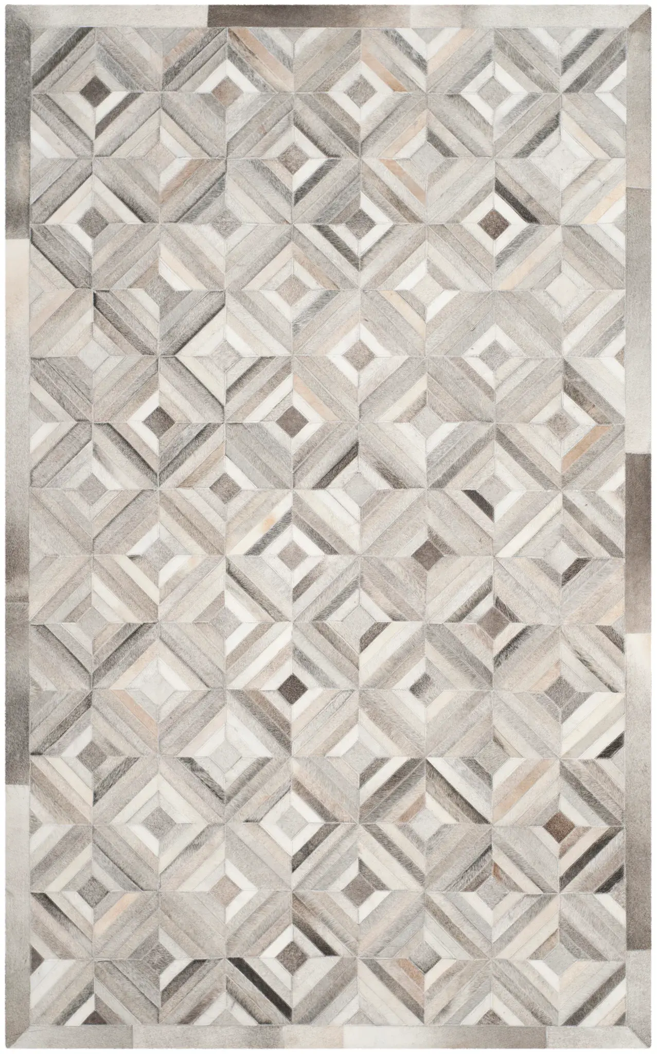 Studio Leather Patchwork Diamond Hand-Woven Rug