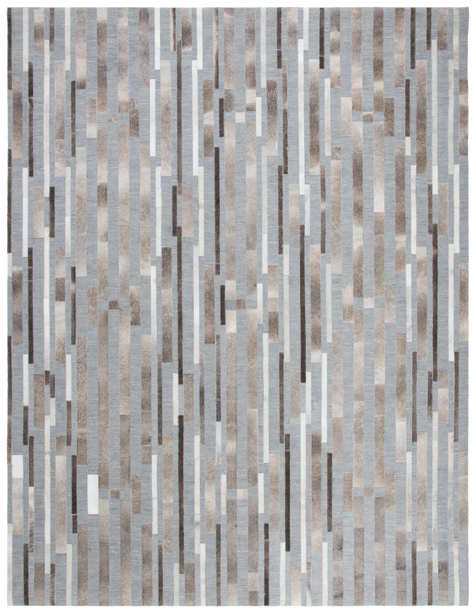 Studio Leather Linear Patchwork Hand-Woven Rug