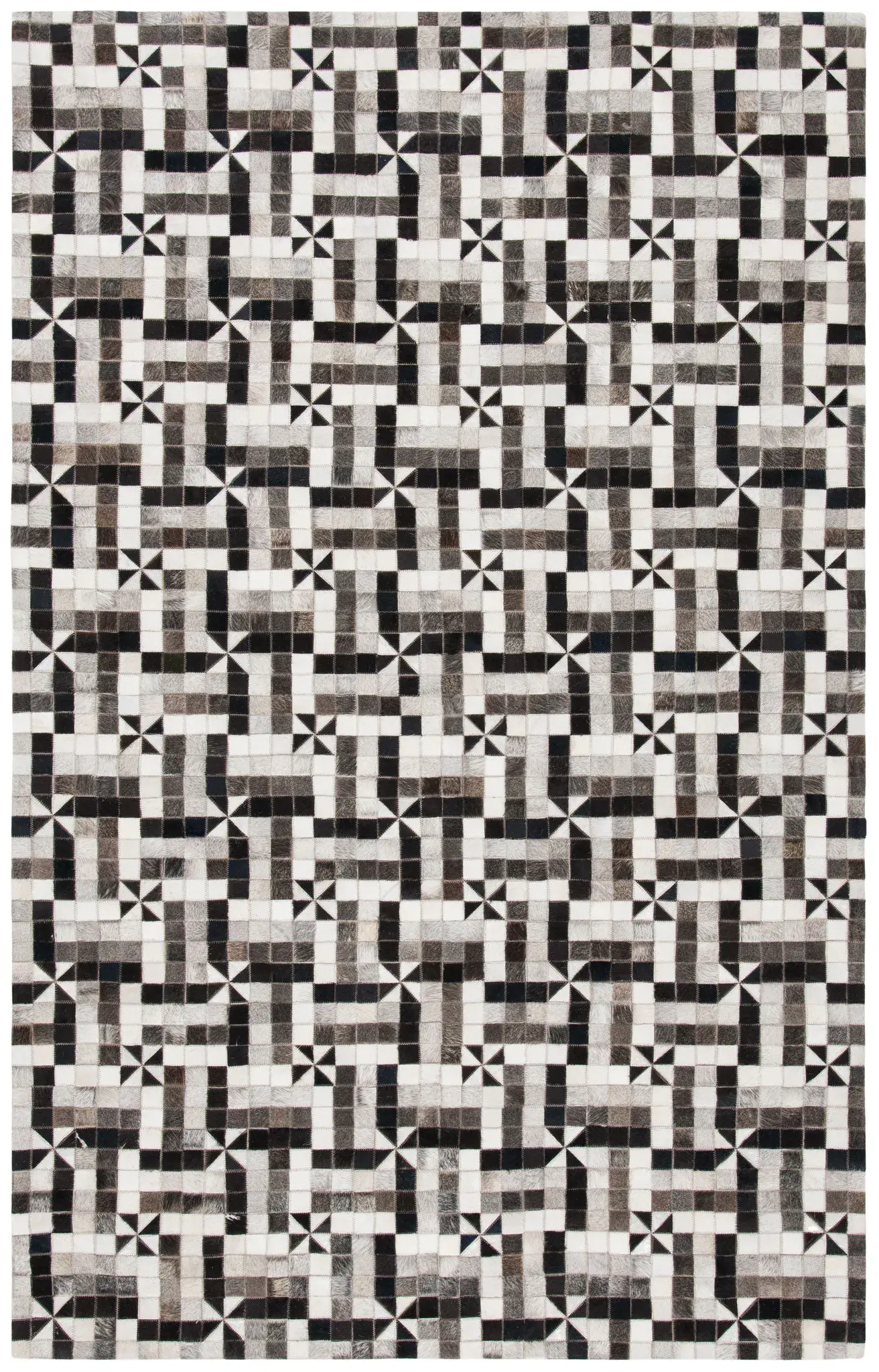 Studio Leather Pinwheel Geometric Hand-Woven Rug