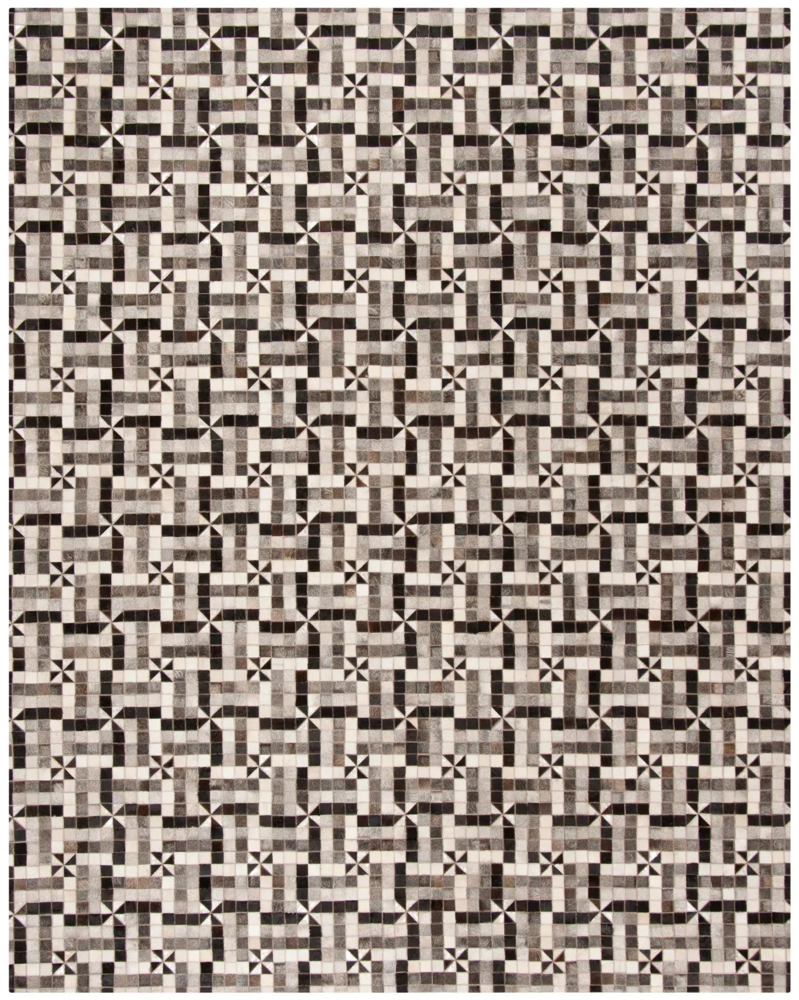 Studio Leather Pinwheel Geometric Hand-Woven Rug