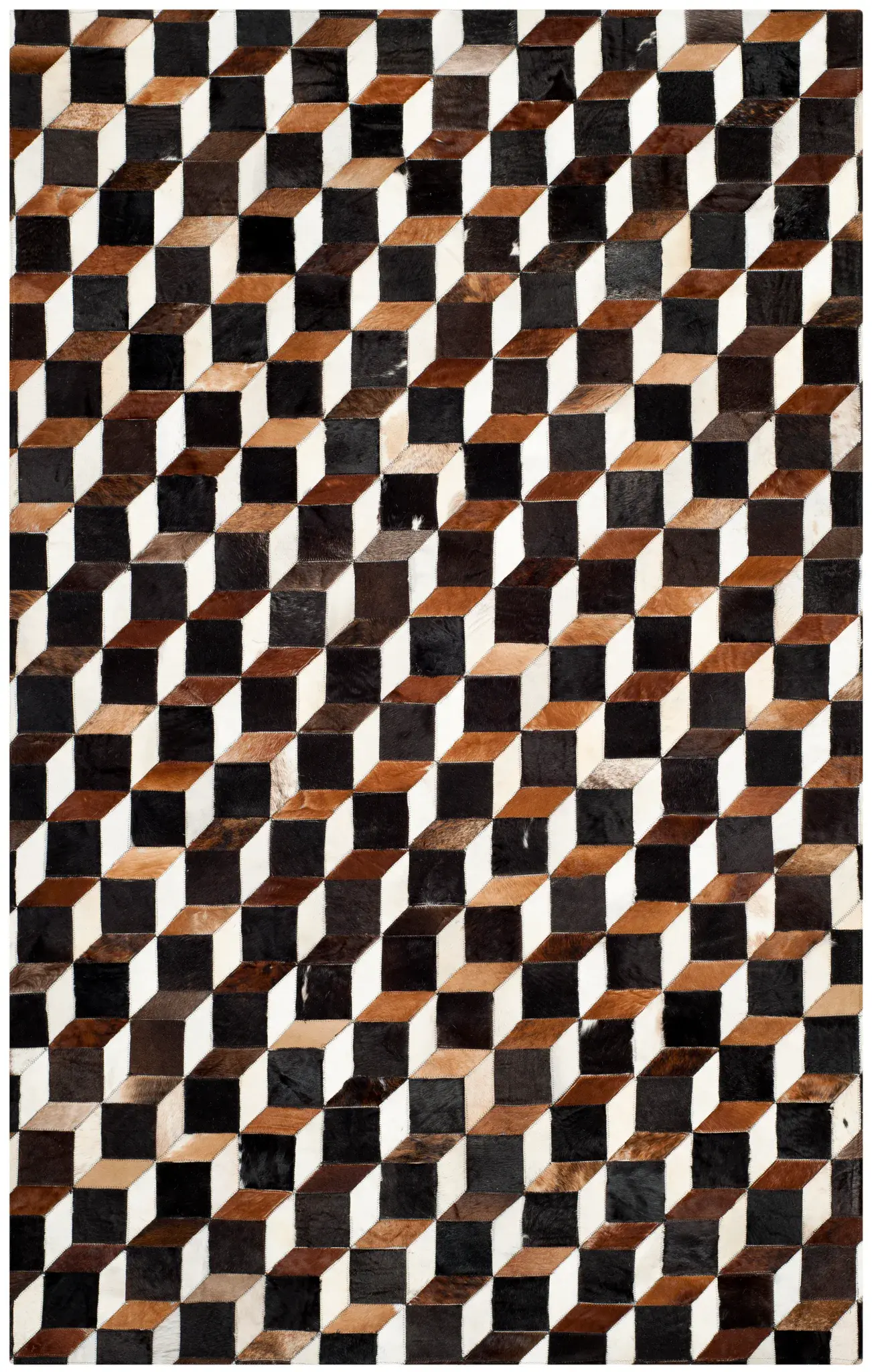 Studio Leather Tumbling Blocks Rug