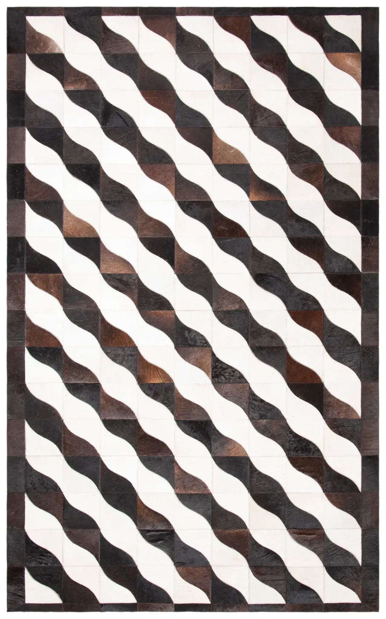 Studio Leather Wave Patchwork Hand-Woven Rug